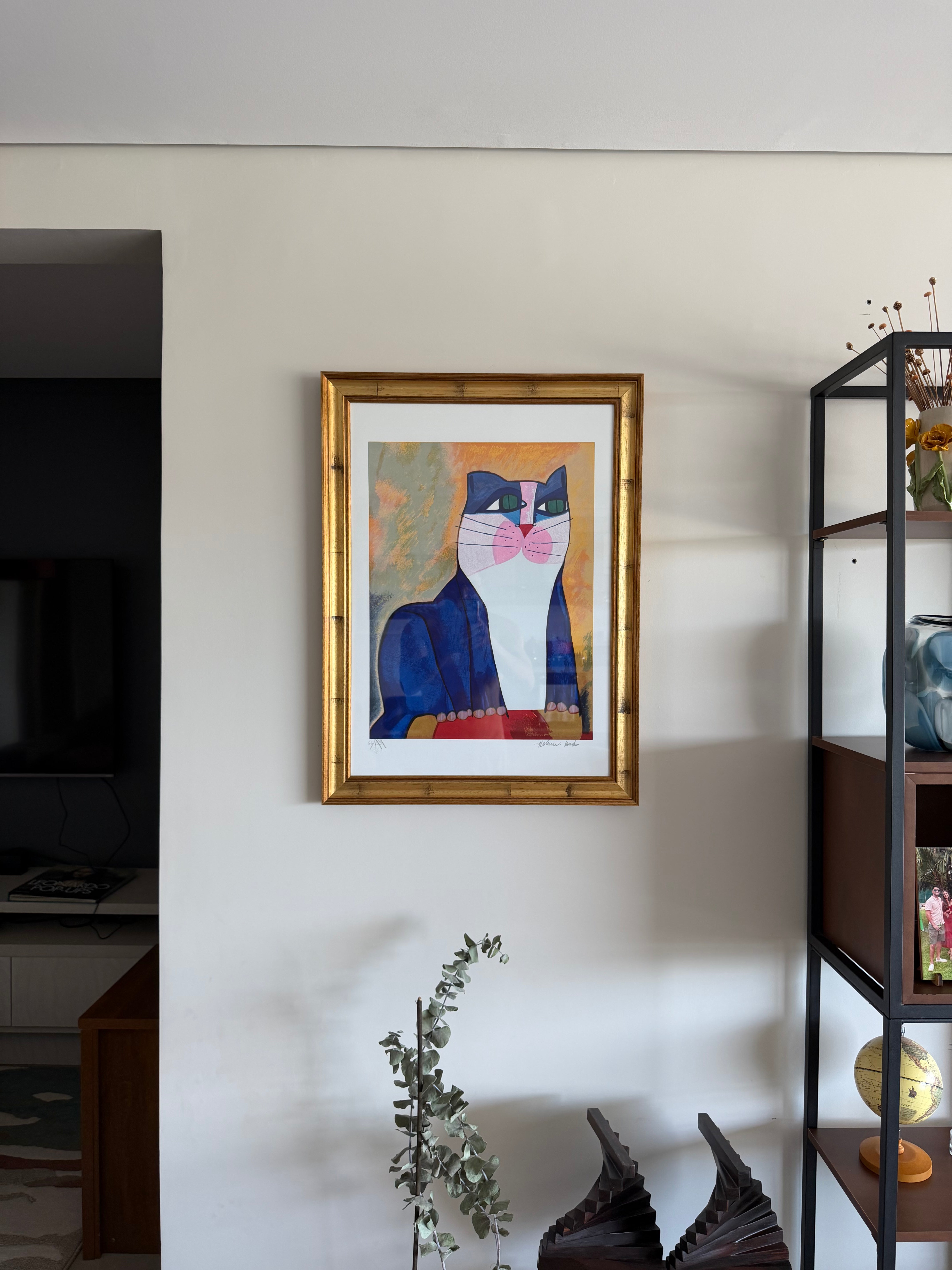 Quadro Gato Azul serigrafia Aldemir Martins 