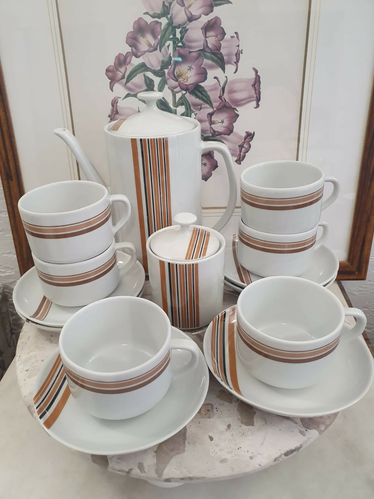 Conjunto para chá vintage em porcelana Pozzani, 8 peças. Lindo! Ótimo estado!