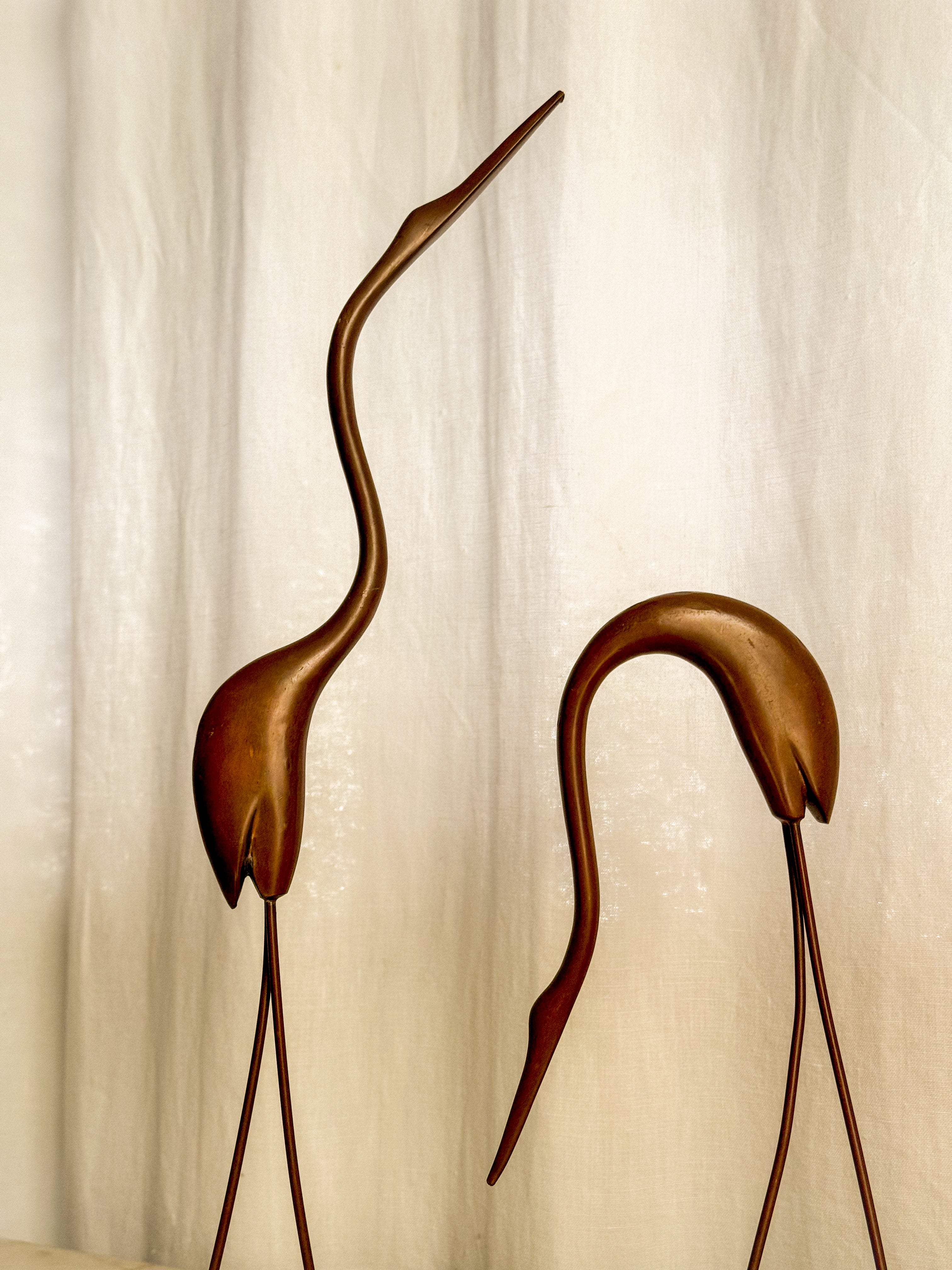 Casal de Garças vintage em bronze 
