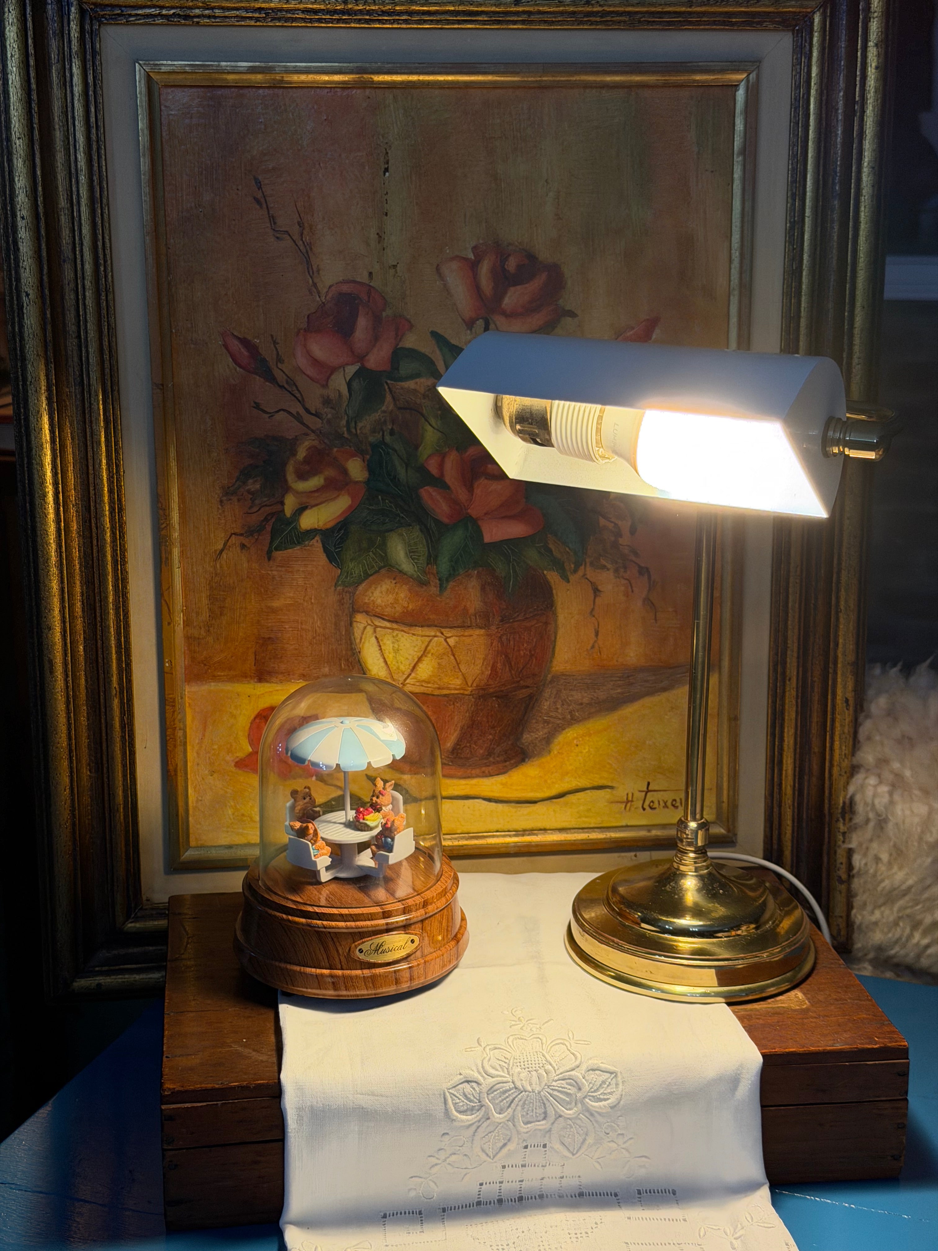   Antiga clássica luminária / candeeiro de mesa estilo banqueiro (banker&
