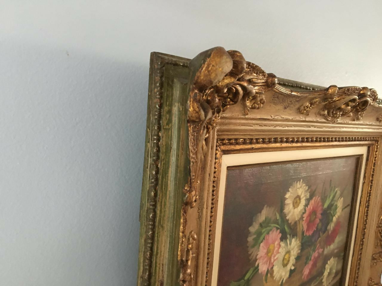 Quadro, óleo sobre tela, do pintor Guido Vergani chamada Vaso com Flores, com selo da antiga Galeria 7 de Abril