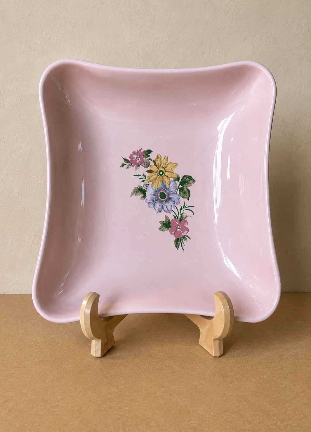 Centro de Mesa quadrado Pozzani em porcelana rosa (DMCPS_418)