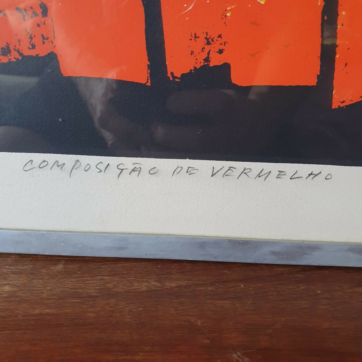 Quadro Serigrafia de Kazuo Wakabayashi &quot;Composição em Vermelho&quot;, tiragem 12 de 50.