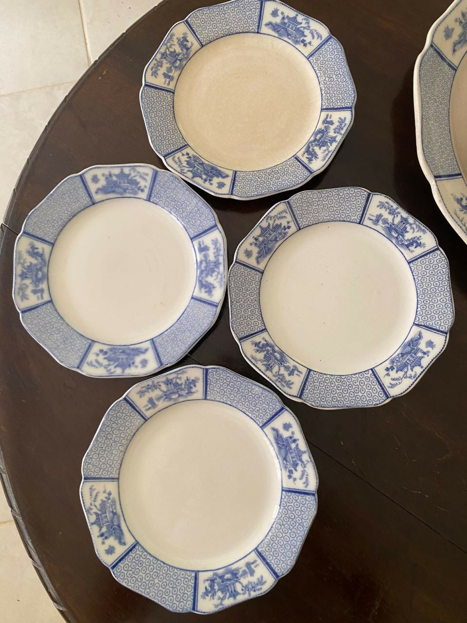 Conjunto 4 pratos de sobremesa porcelana inglesa