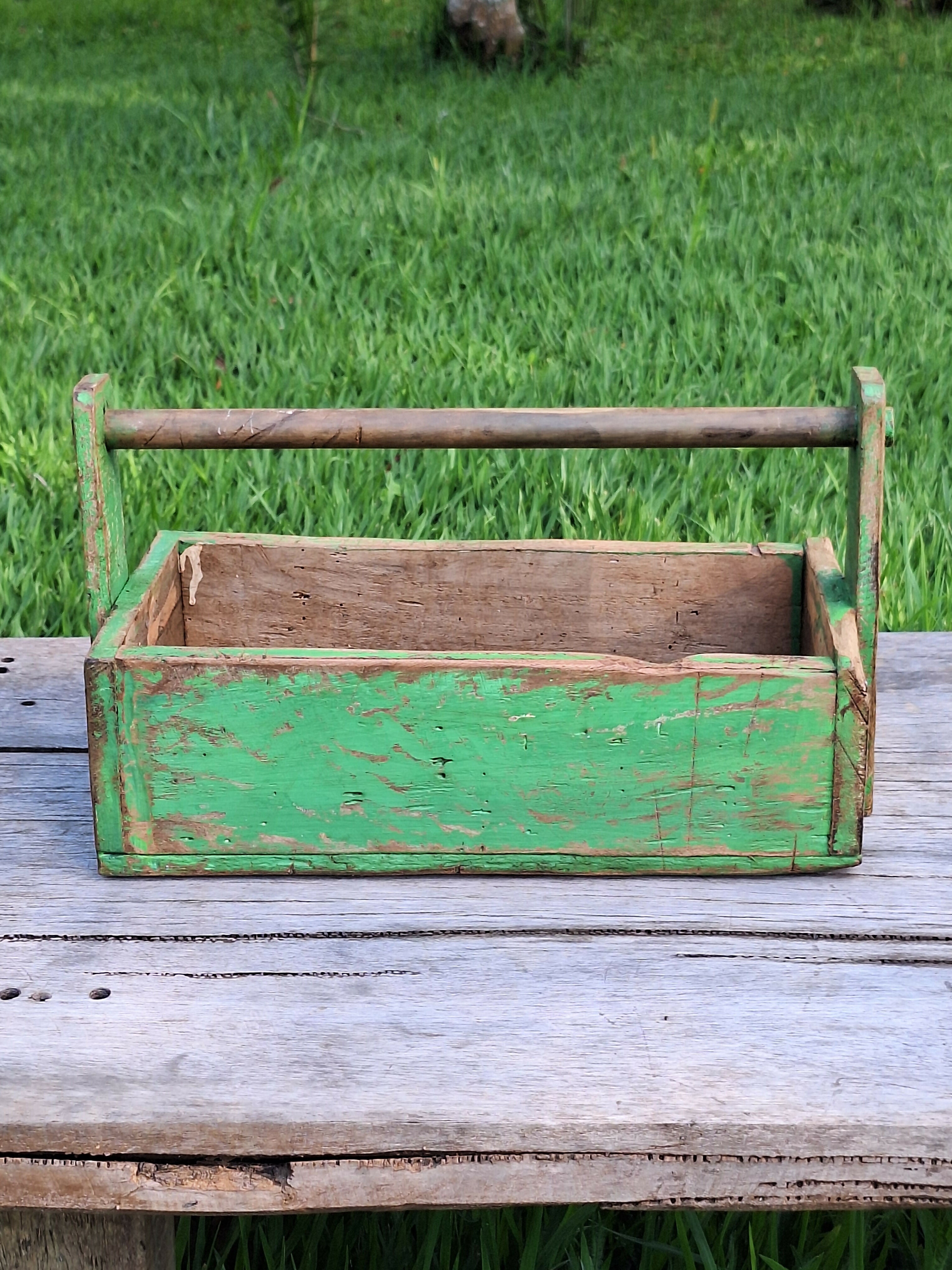 Caixa de Ferramenta Tinta Gasta Madeira Maciça Garimpo Mineiro