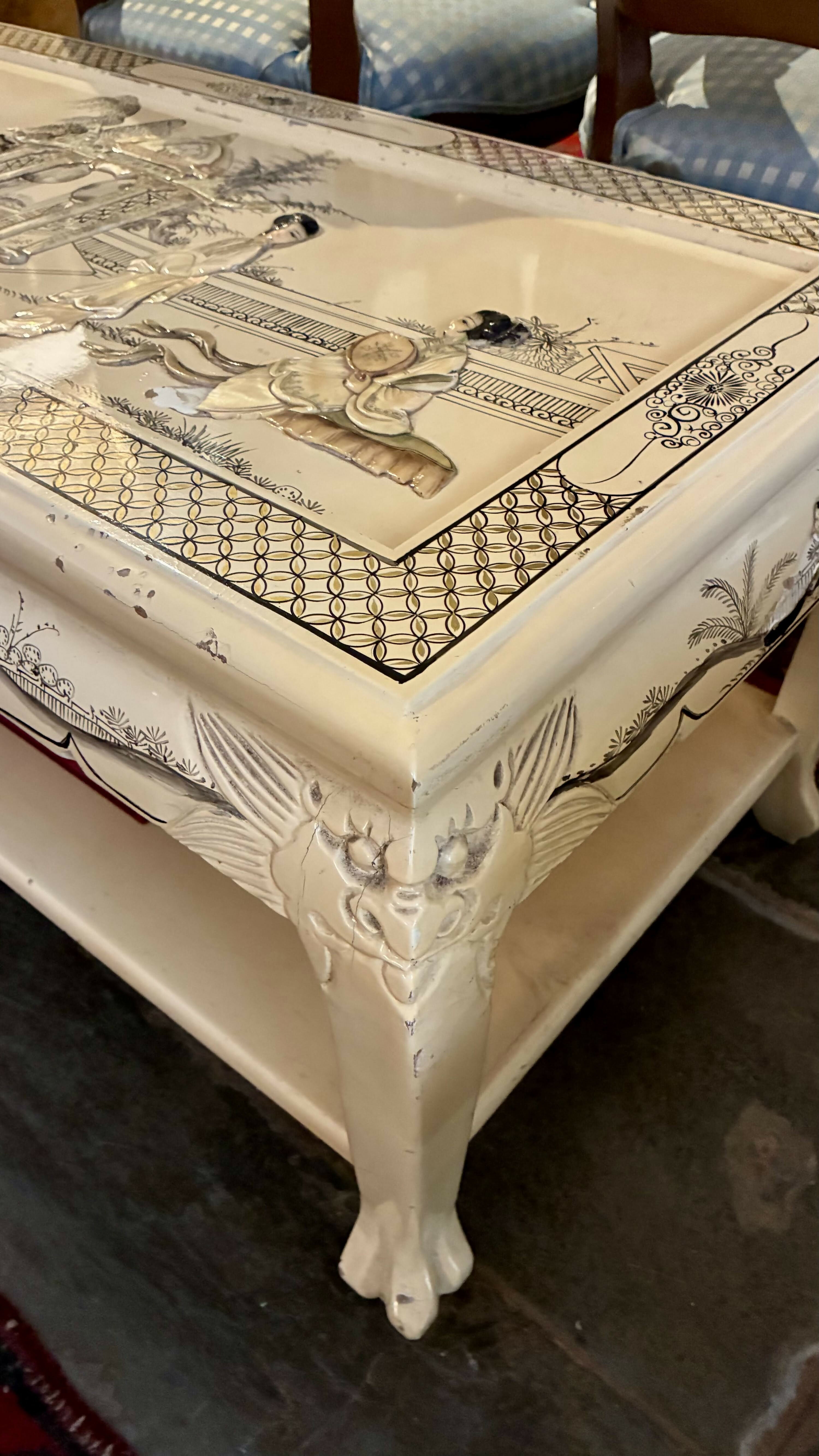 Mesa de Centro Retangular Chinoiserie Laqueada