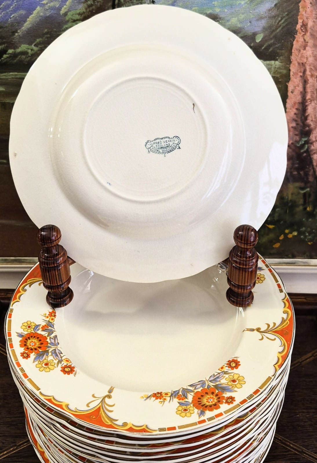 Conjunto escândalo de maravilhoso em faiança, quase centenária, inglesa Alfred Meakin, linha Royal Marigold
