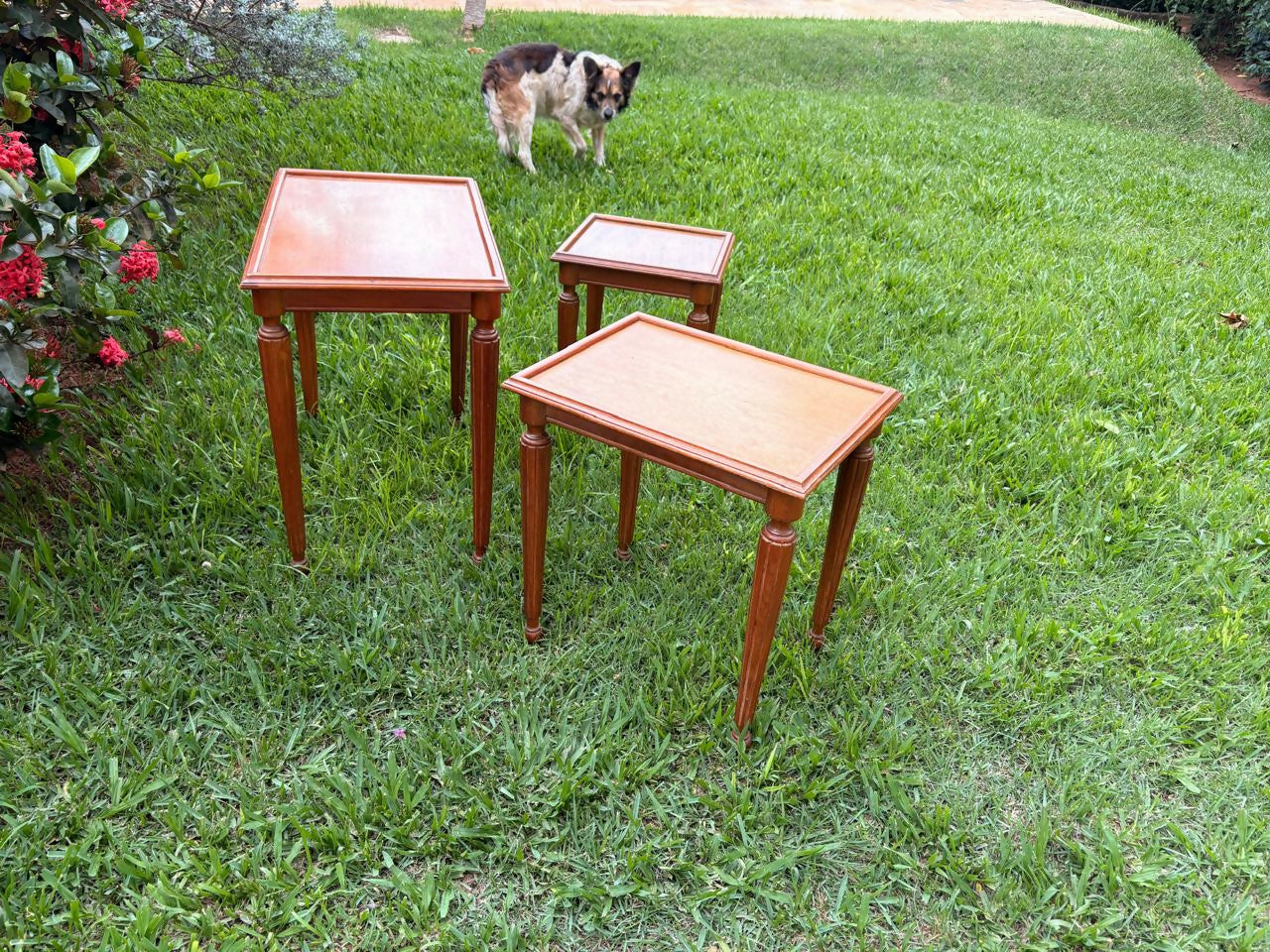 Trio de mesinhas (ninho) em madeira