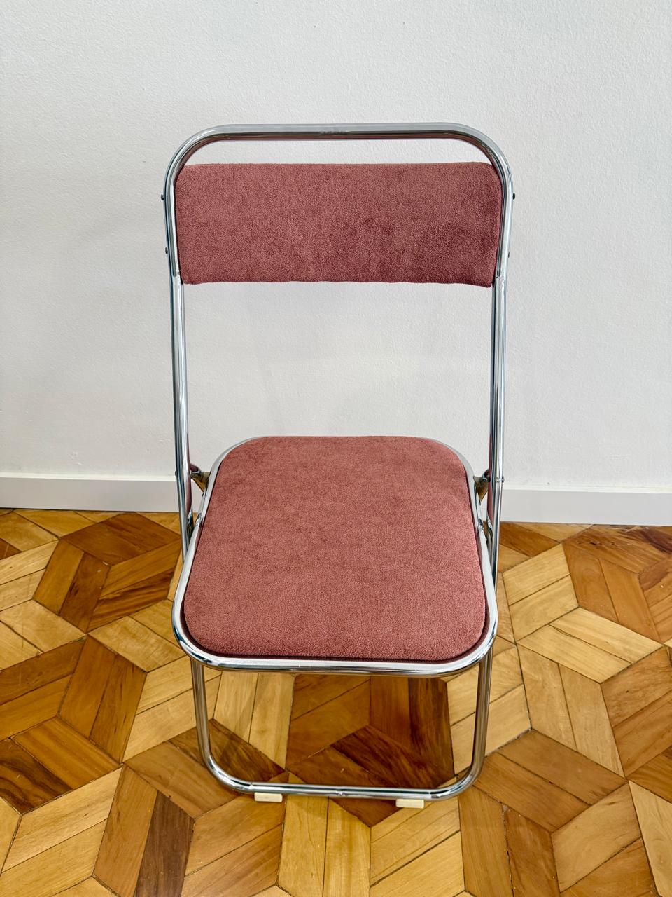 Par de cadeiras cromadas dobráveis anos 80