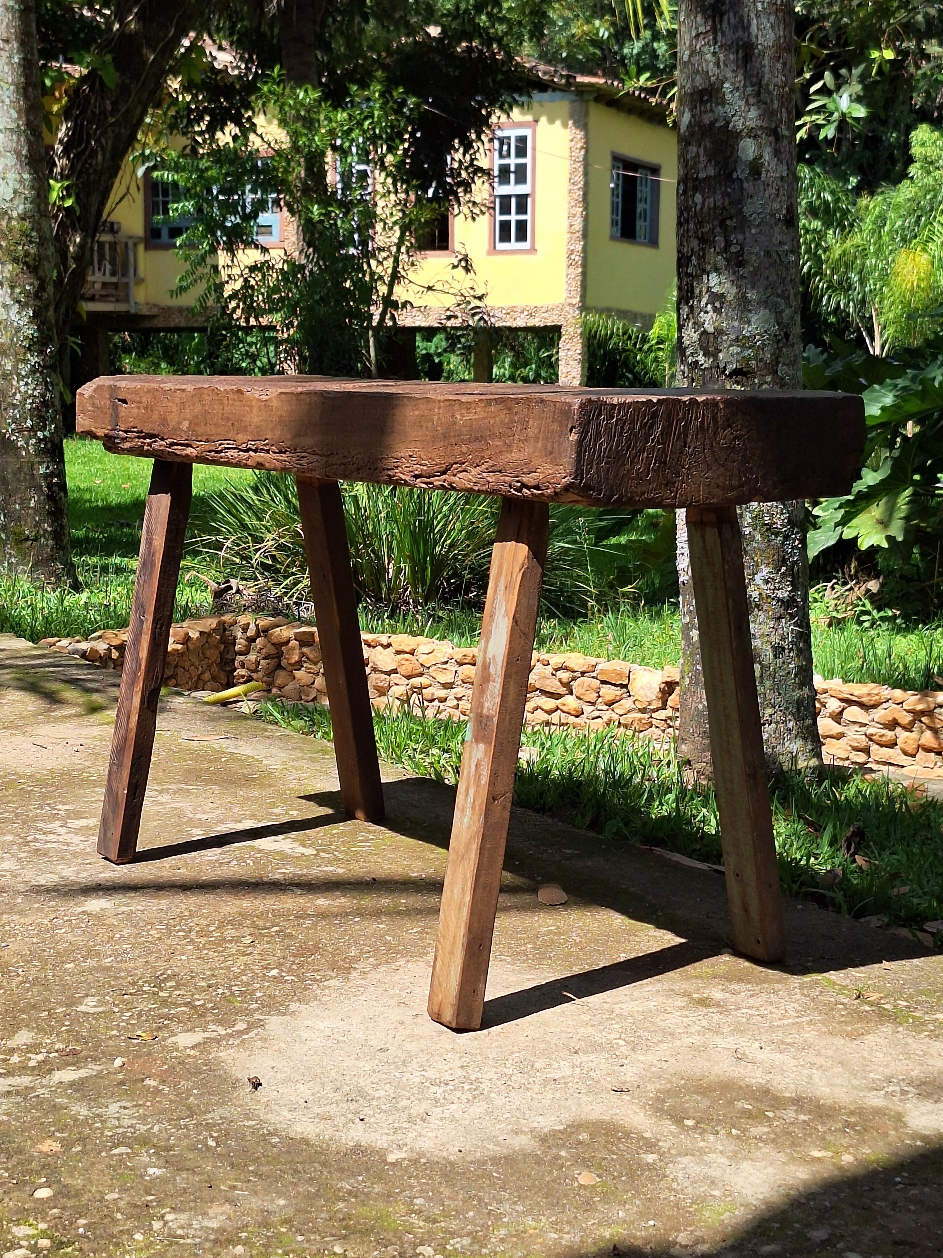 Bancada de Trabalho Antigo Madeira Maciça Garimpo Mineiro