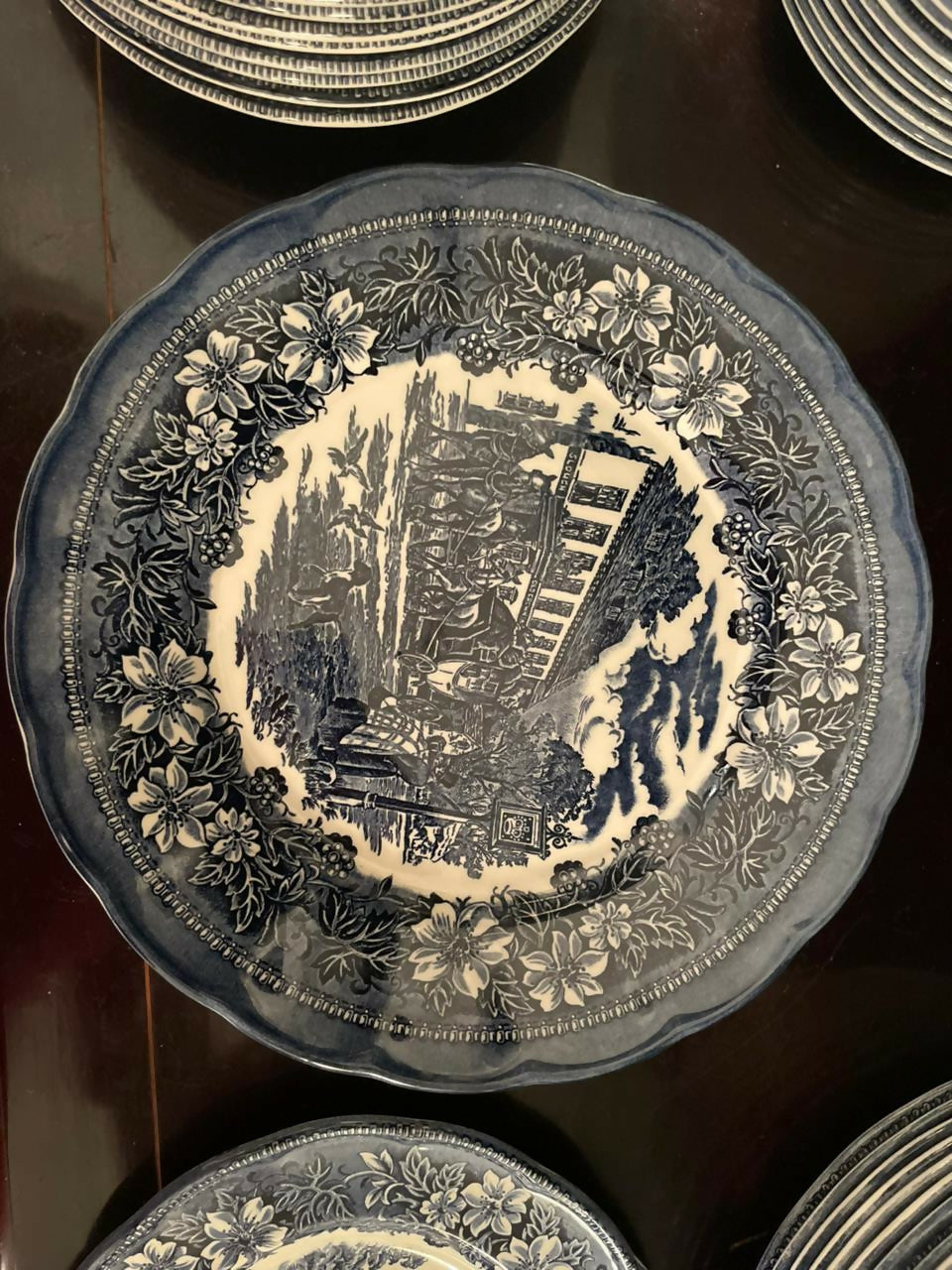 Aparelho de jantar inglês completo 40 peças para 12 pessoas Royal Tudor Ware Azul English Scenery