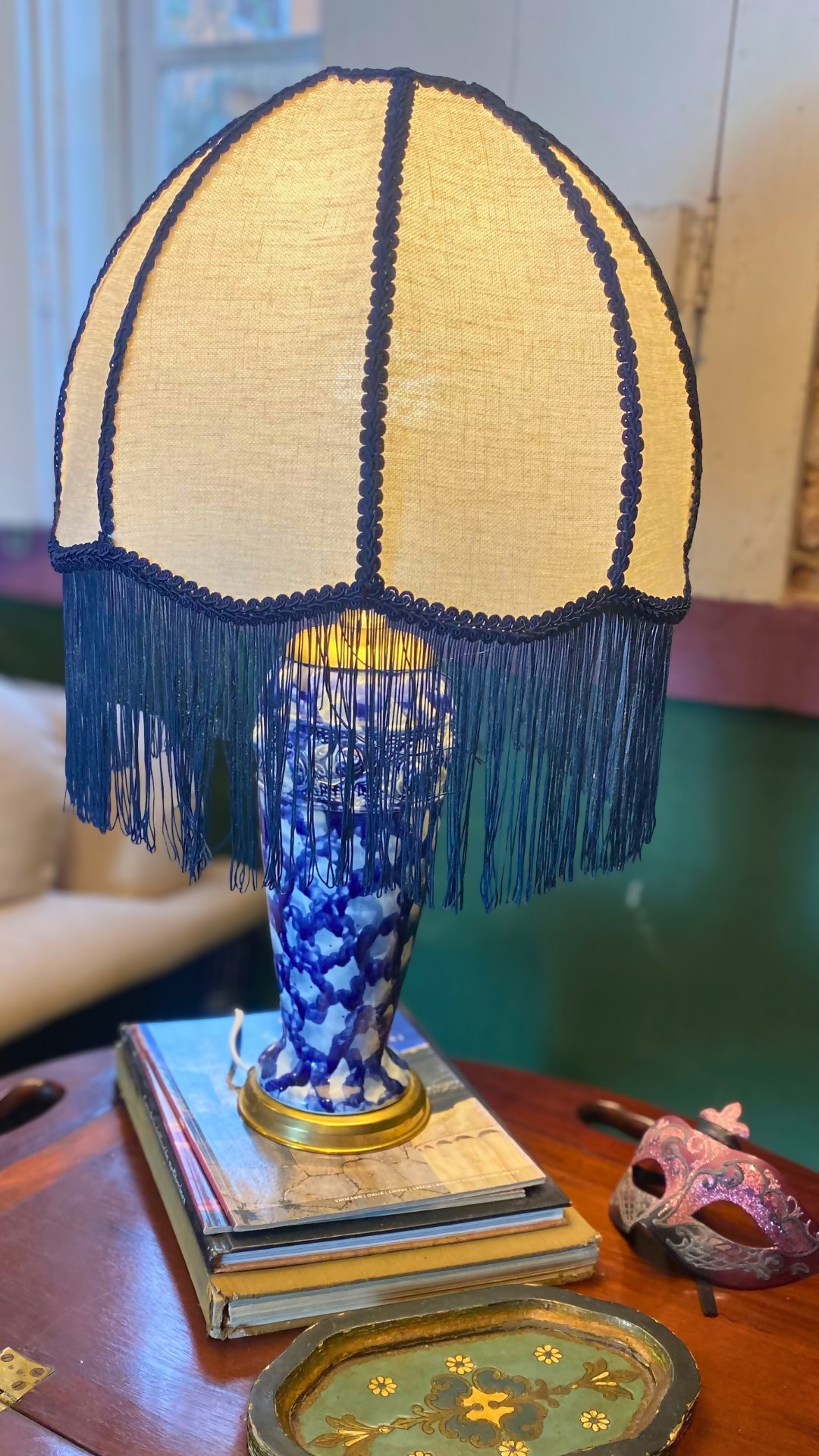 Abajur "Celeste" em porcelana azul delicada