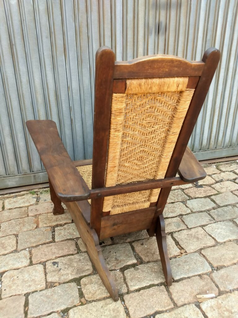 Poltrona Colonial em madeira e palhinha - início séc XX