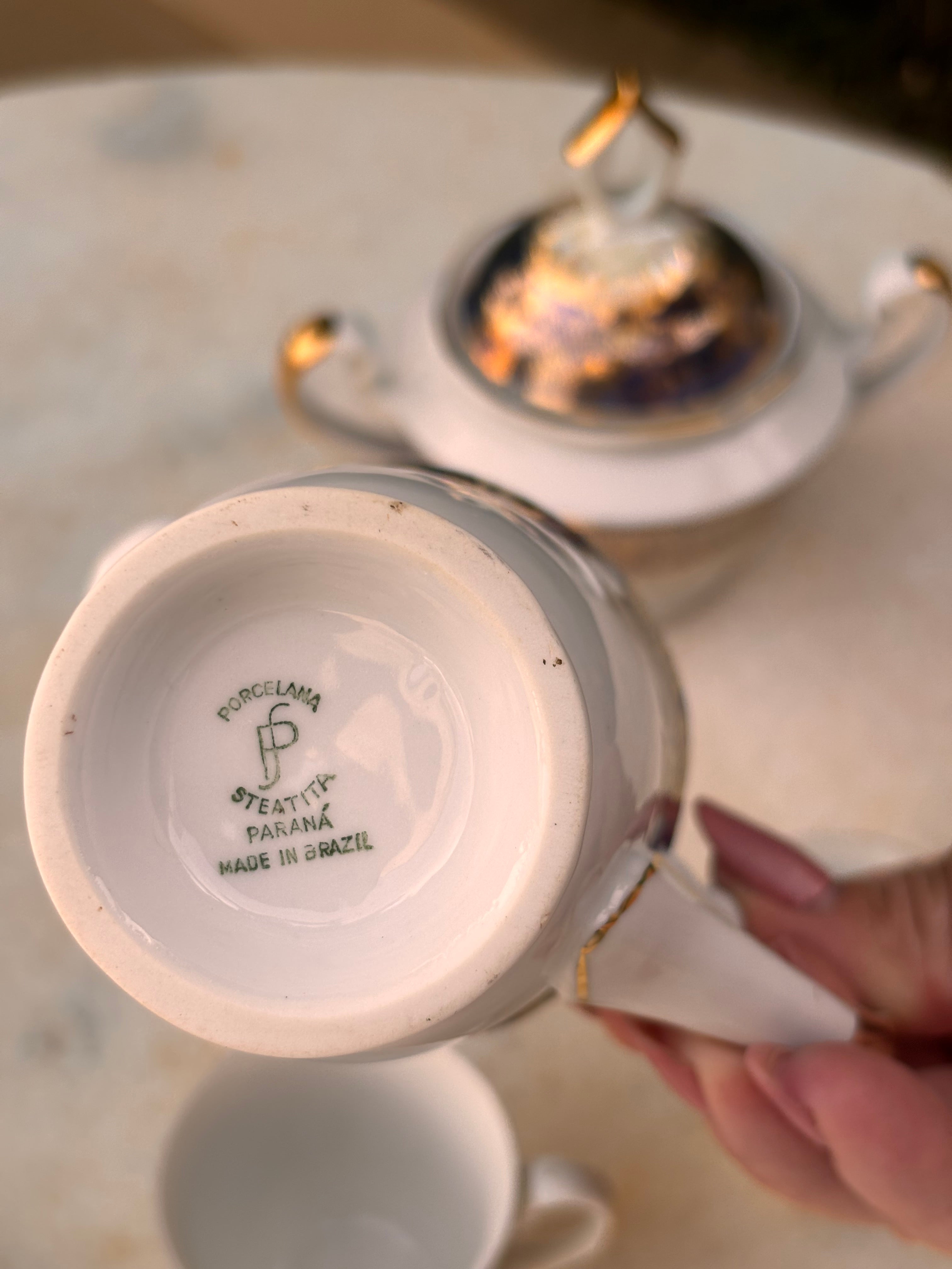 Jogo De Café Antigo Porcelana Steatita Década 60
