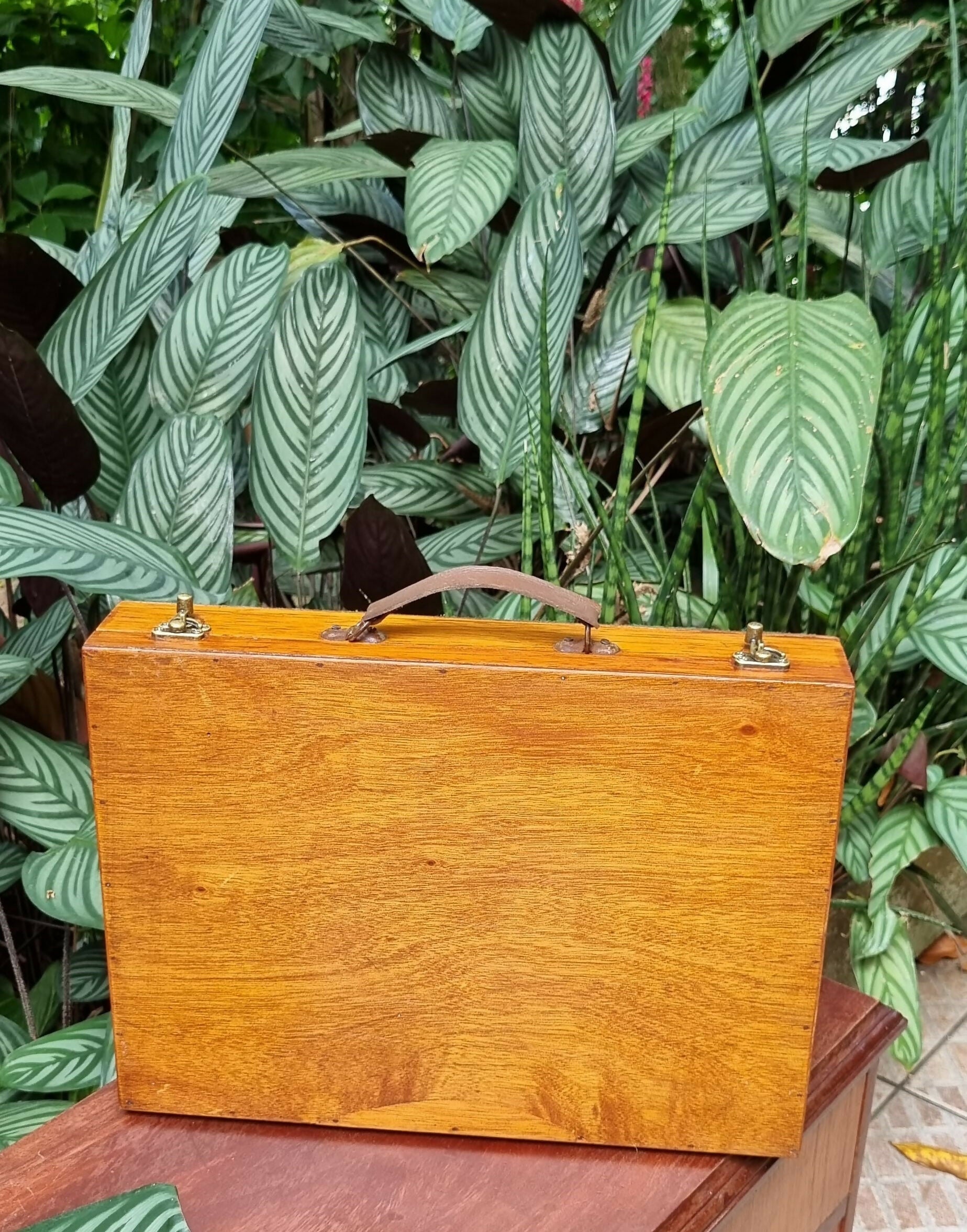 caixa de pintura antiga em madeira maciça