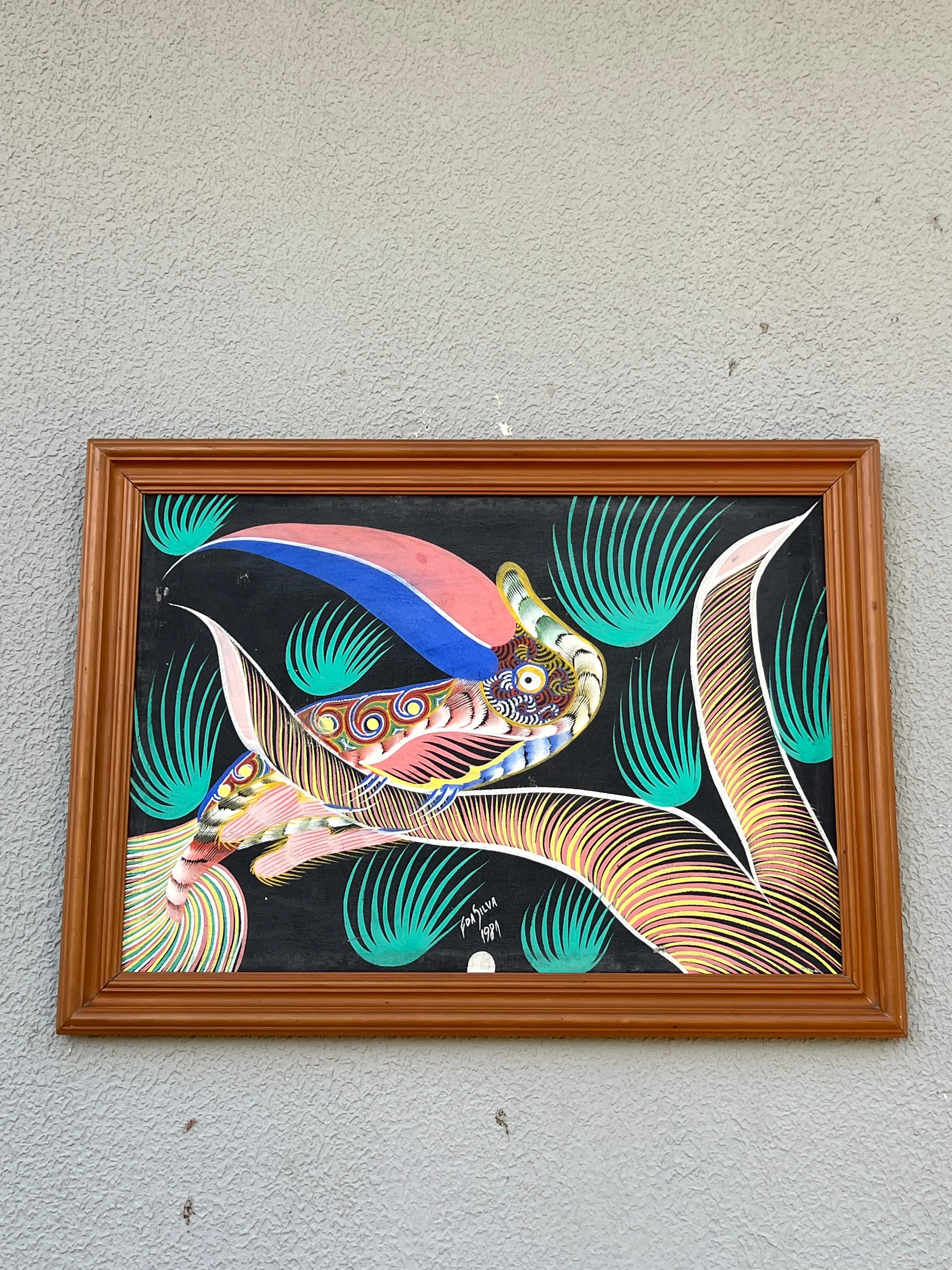 Maravilhoso quadro do Chico da Silva 0.64 x 0.44