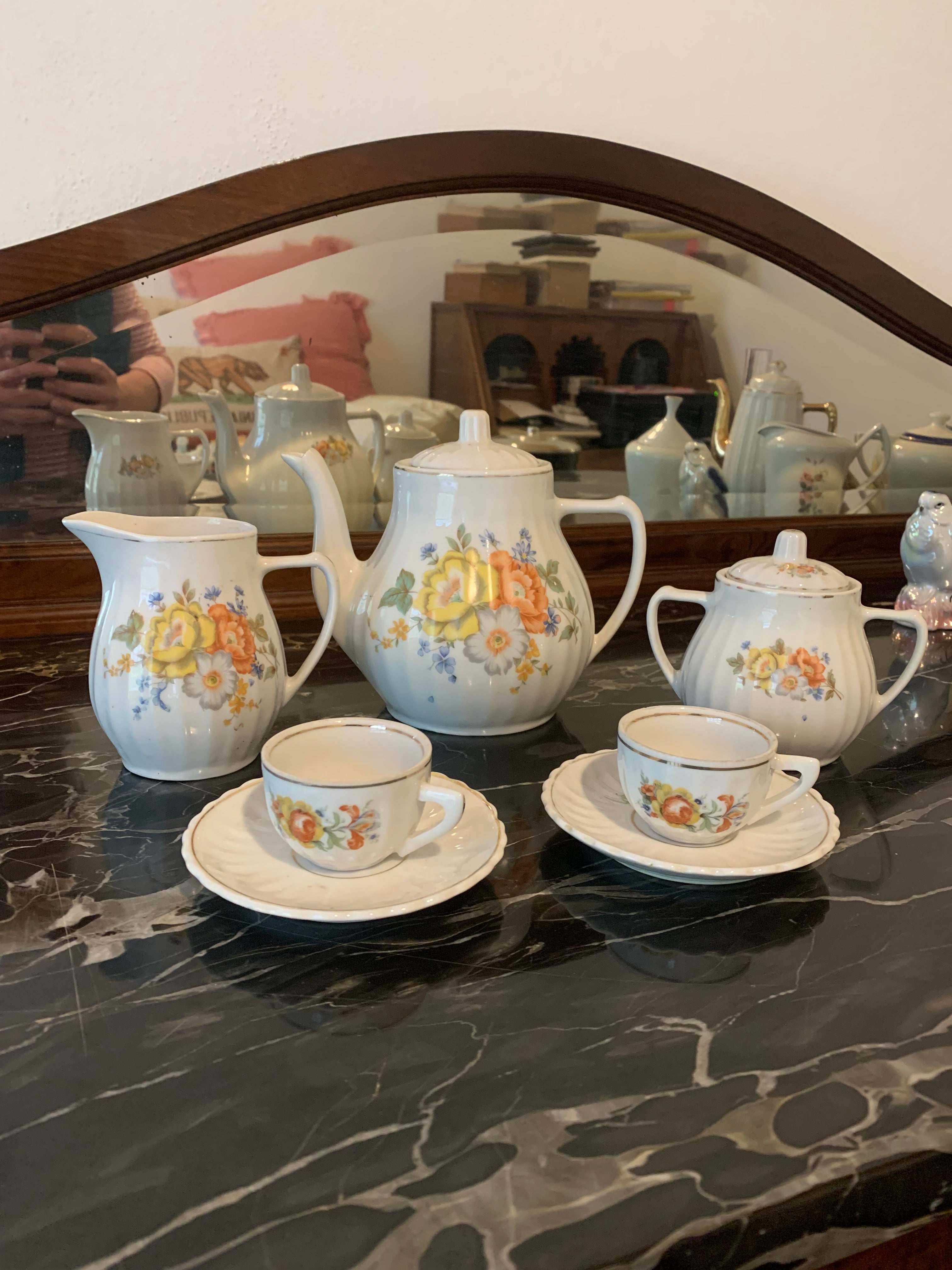 Jogo de café em porcelana canelada Pozzani