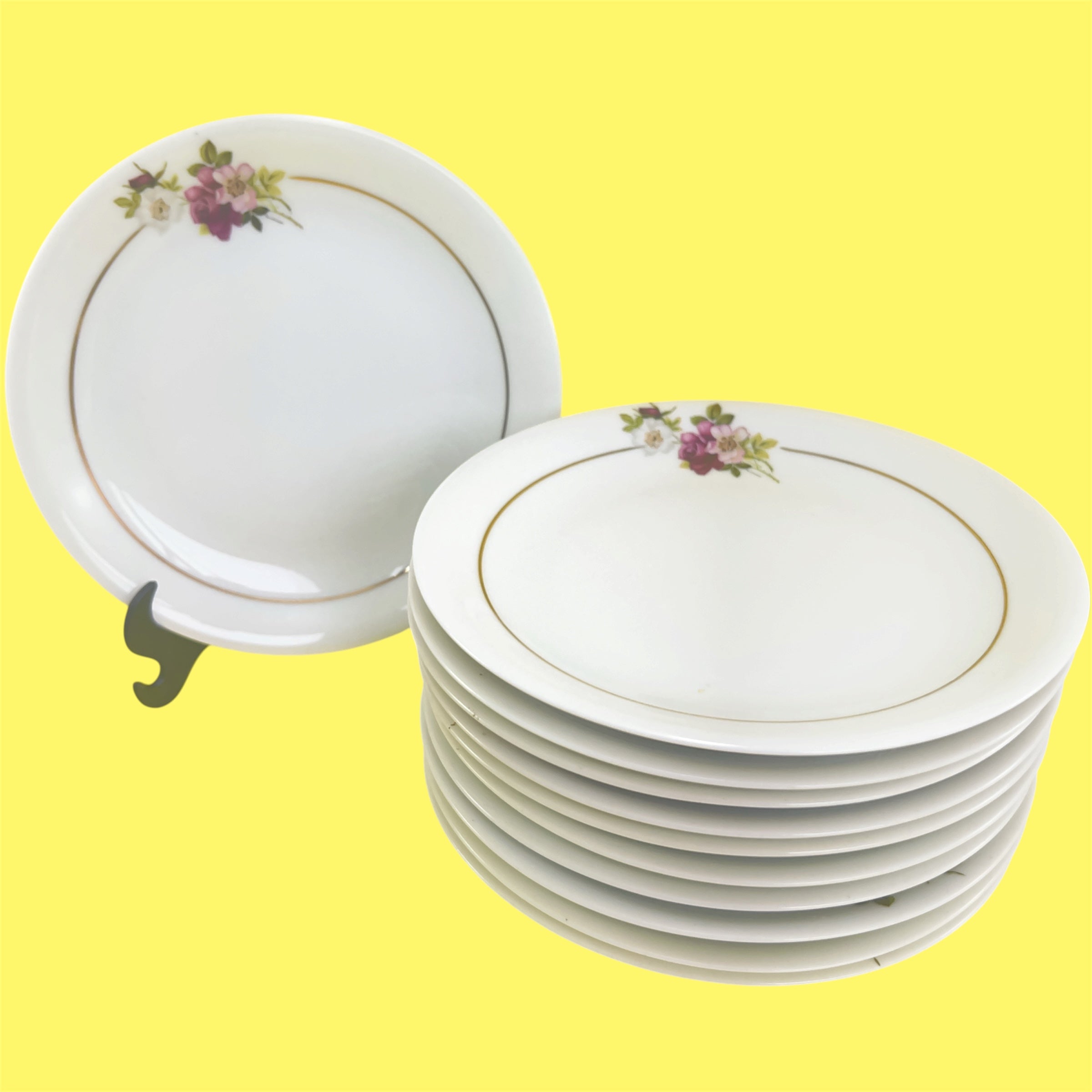 Jogo de jantar Porcelana Renner com motivos florais 