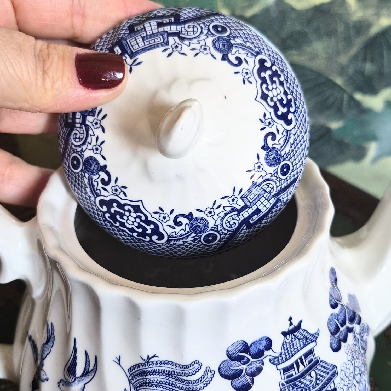  Bule em porcelana inglesa Wessex, padrão Blue Willow,  anos 80, como novo.