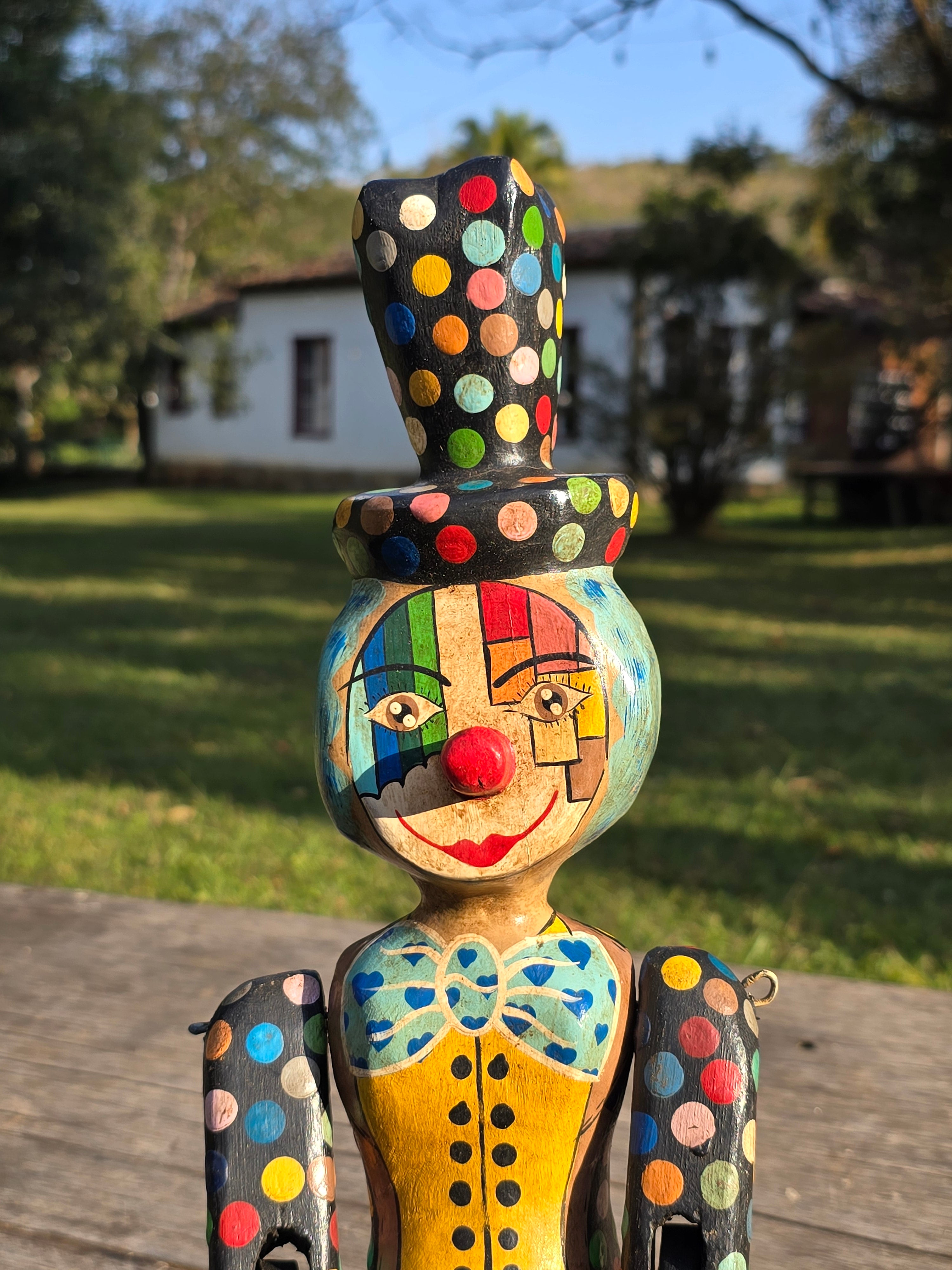 Palhaçinho Articulado de Madeira Pintado à Mão