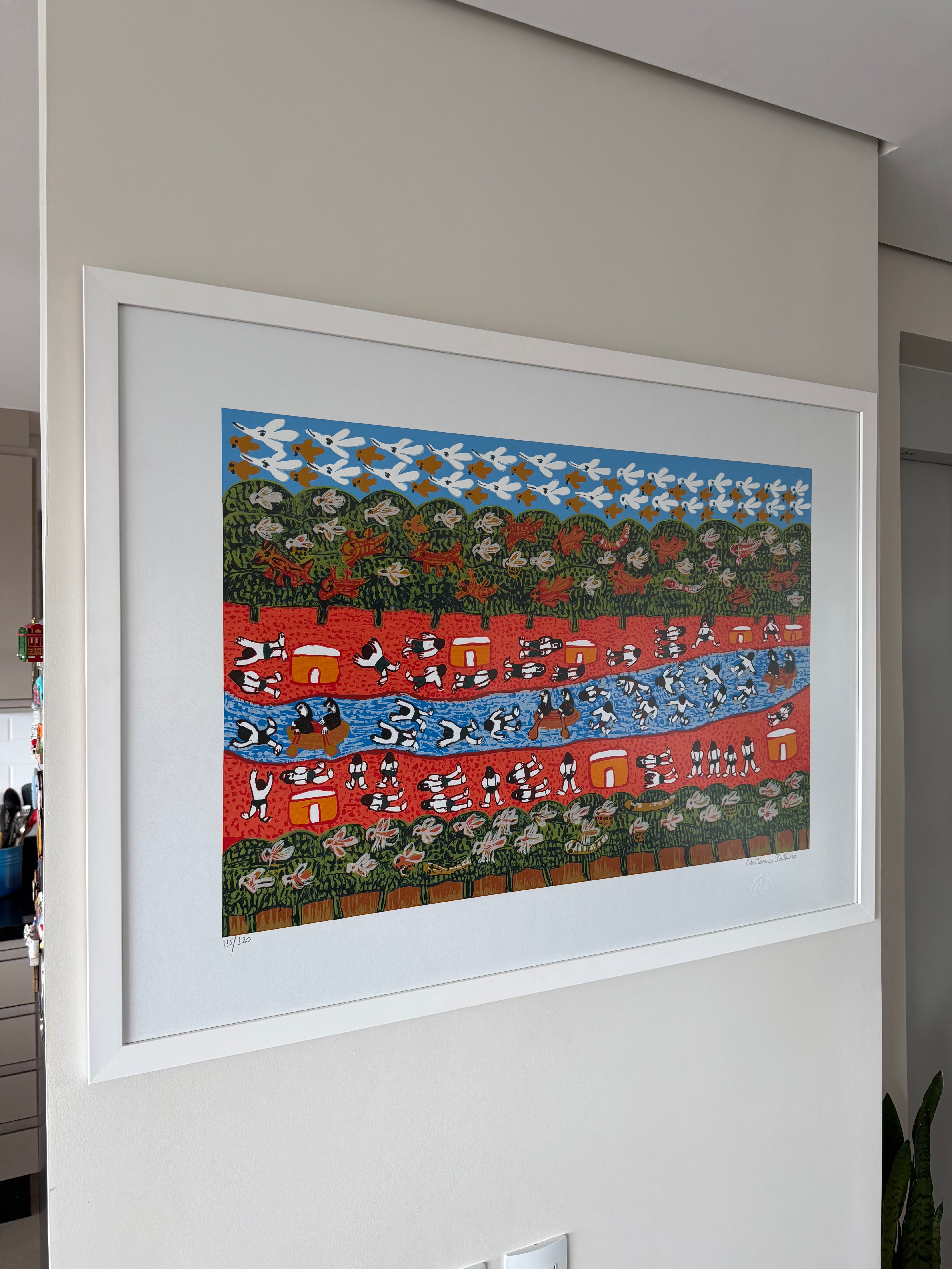Legítimo e grandioso Quadro com Gravura gigante Antônio Poteiro 107x78cm