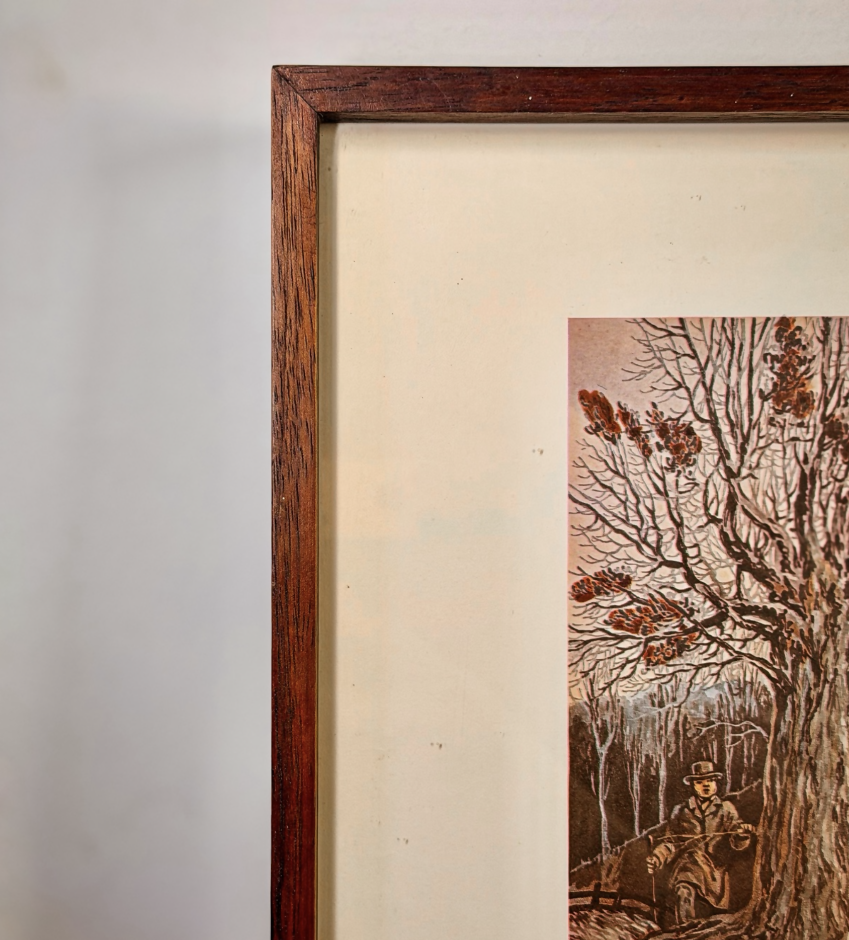 Gravura com Moldura em Jacaranda - THE FIRST INTRRODUCTION TO HOUNDS. Gravura by J.Harris Pintado by H. Alken.