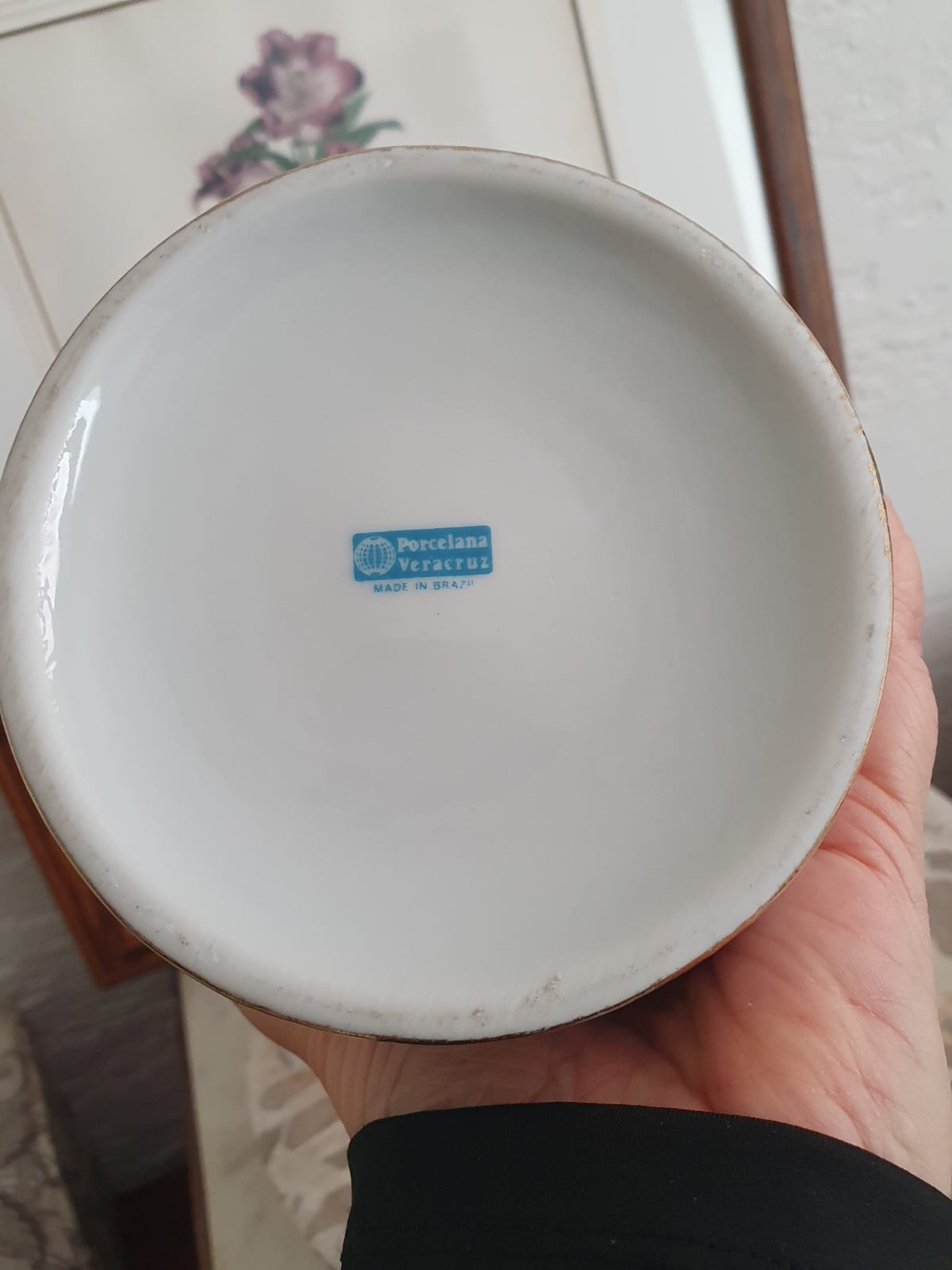  Vaso floreira em porcelana vintage nacional Vera Cruz, com lindos patos selvagens. Peça linda e conservada!