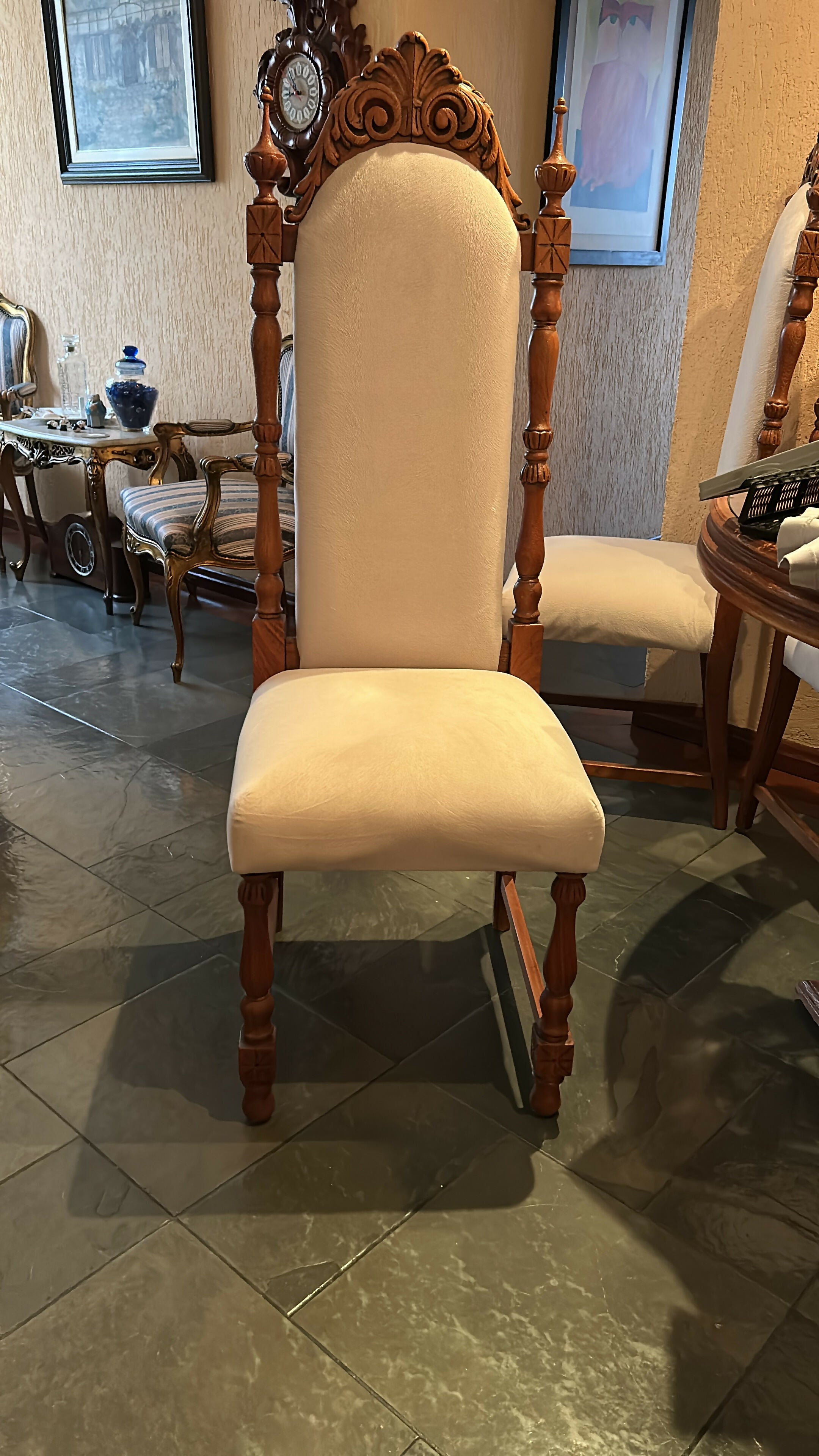 Mesa Jantar Redonda Madeira e Vidro com 6 cadeiras