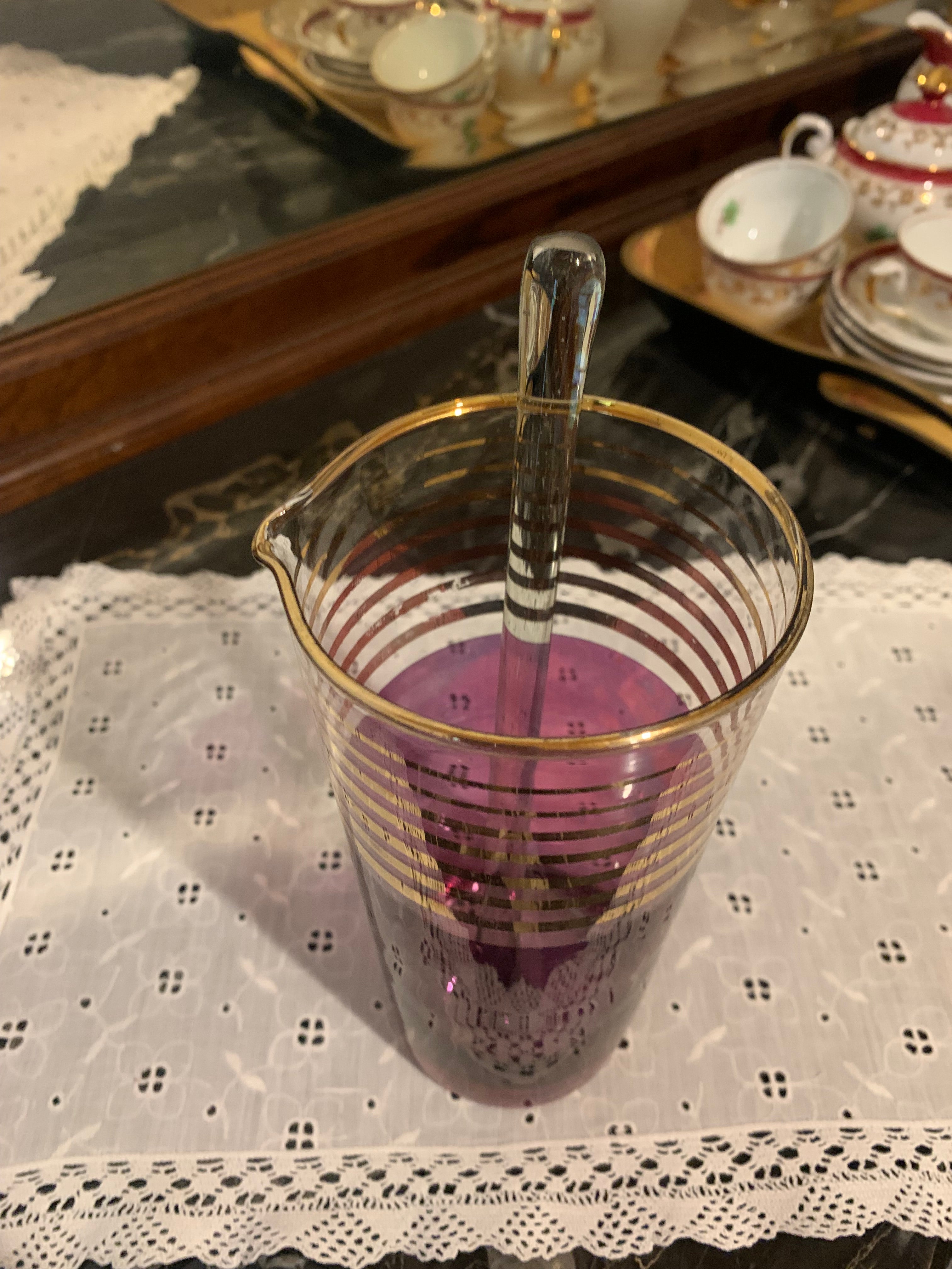 Copo anos 50/60, em vidro, misturador de bebidas