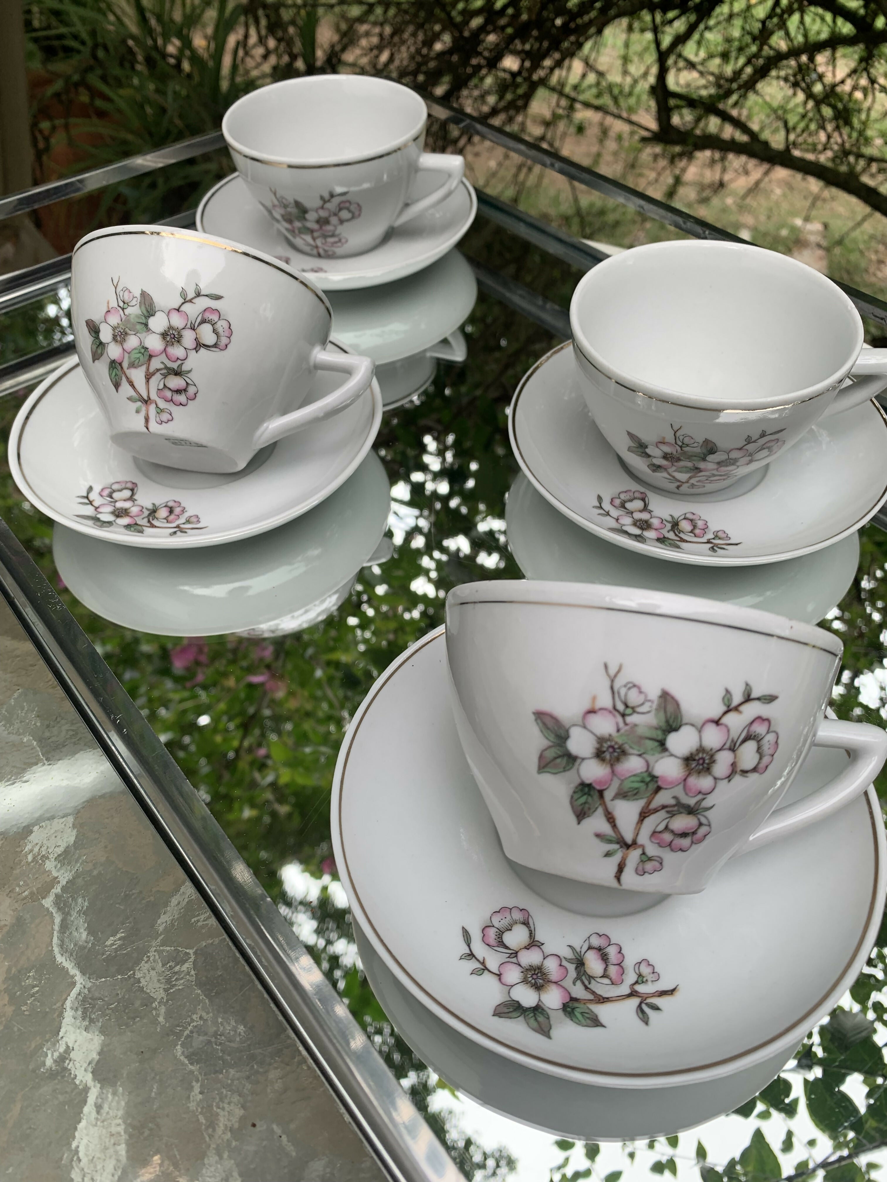 Jogo de xícaras de chá porcelana Pozzani