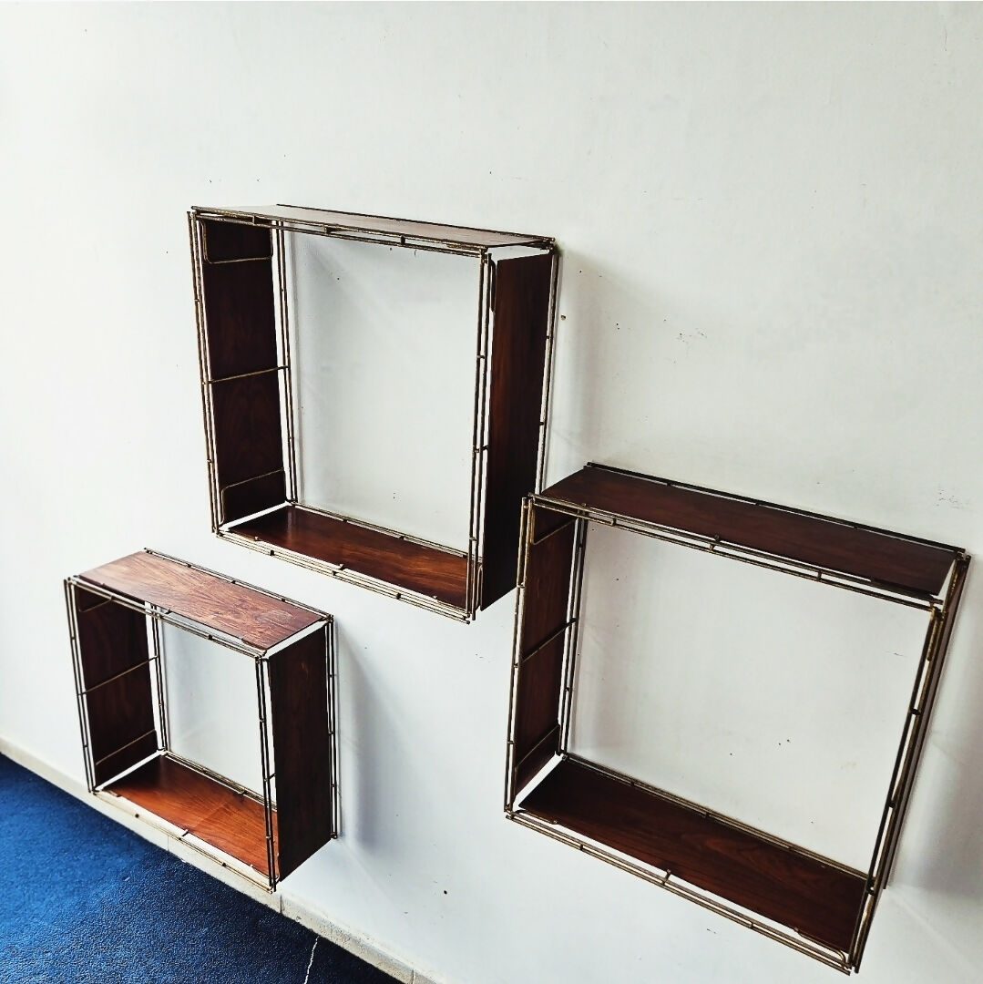 PRATELEIRAS MODULARES EM JACARANDÁ – ANOS 60 (Unidade)✨