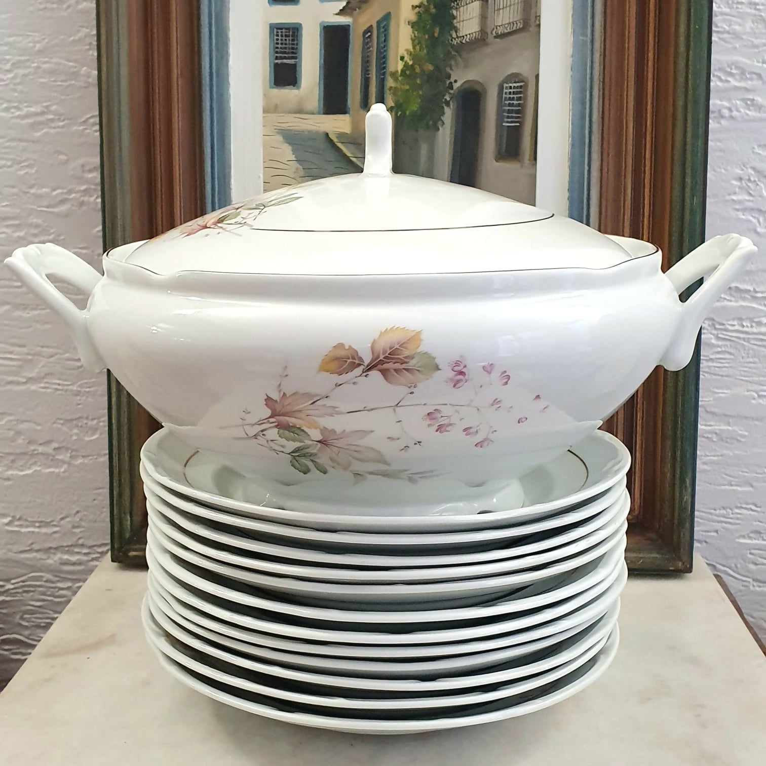 Conjunto de inverno em porcelana vintage, linda, Steatita, composto por 13 peças. Lindos!