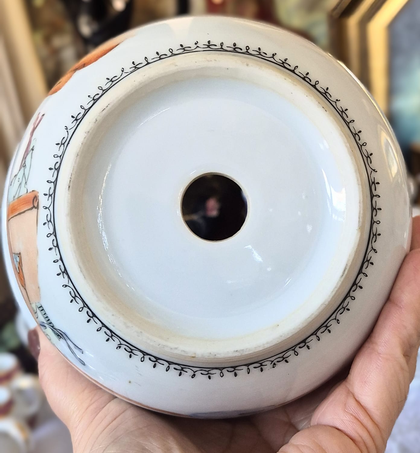 Cachepot em porcelana chinesa Família Rosa Mandarim, anos 40/50, perfeito estado.