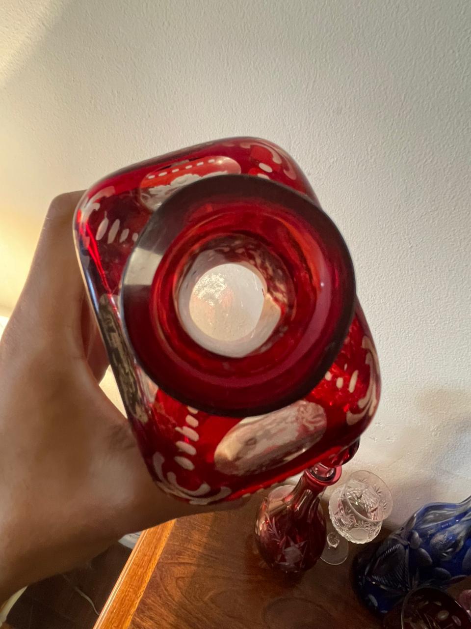 Licoreira em cristal rubi séc XIX Bohemia