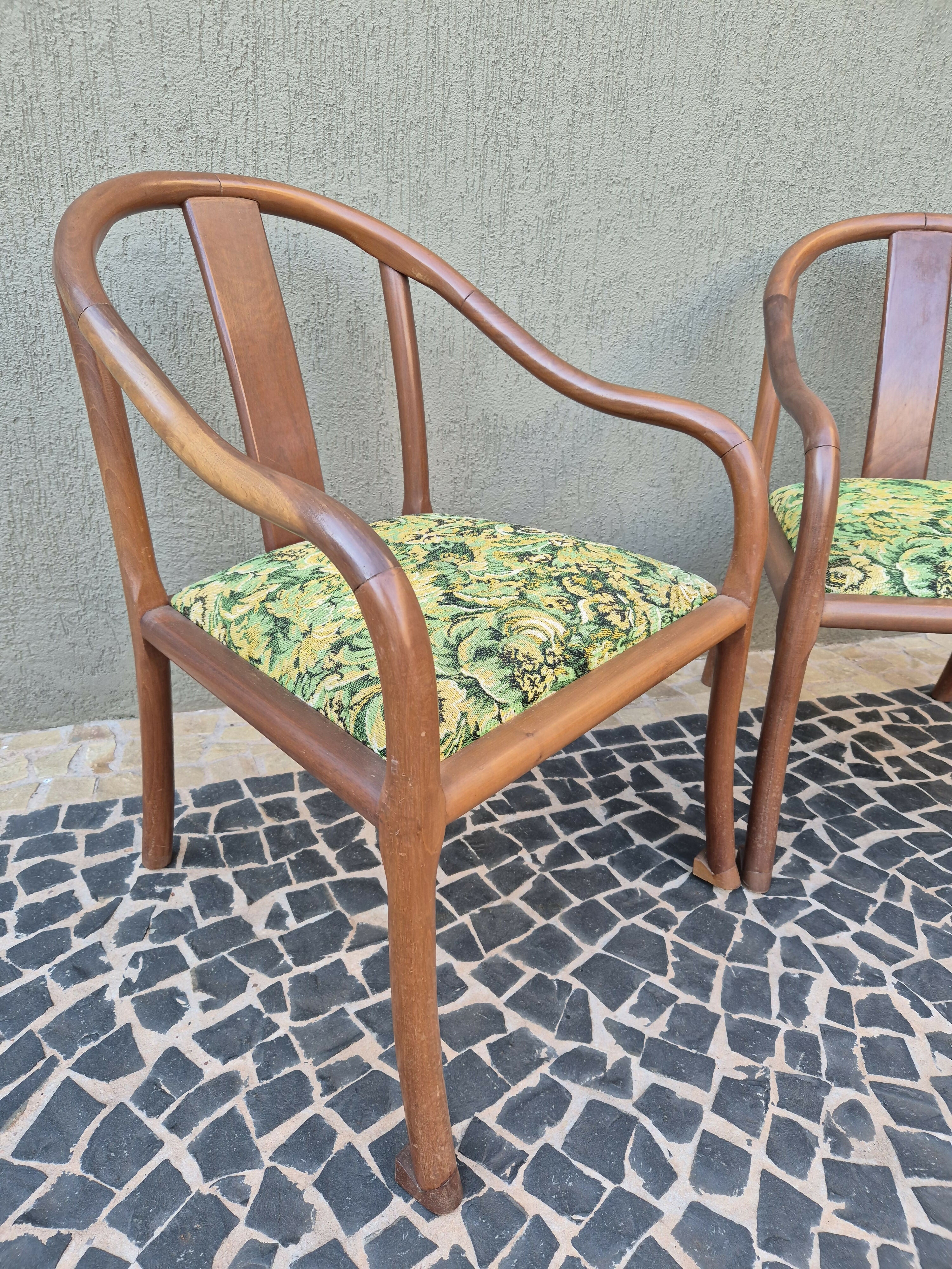 Par de poltronas Colonial em madeira e Gobelin