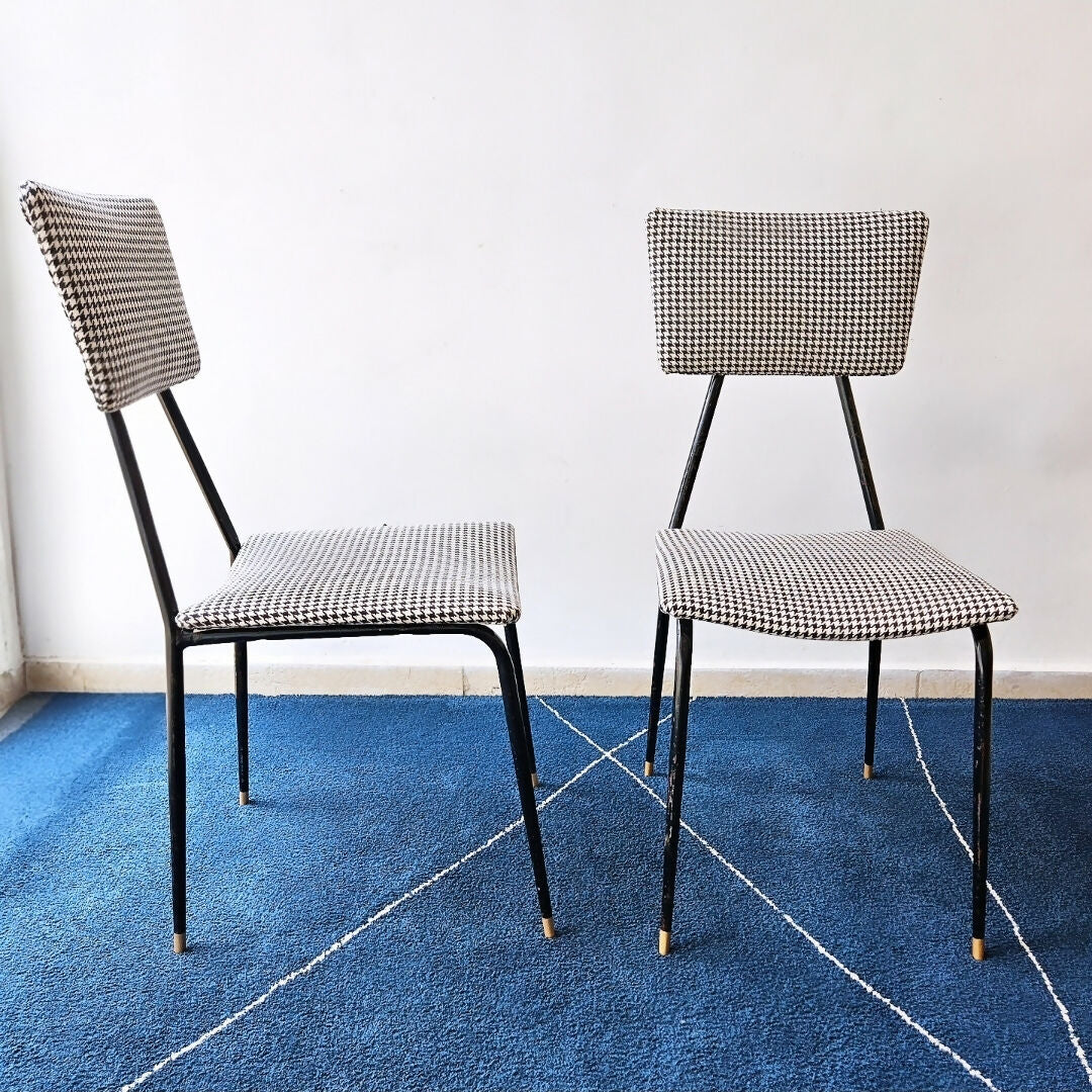 PAR DE CADEIRAS ANOS 50 com tecido Pied de Poule