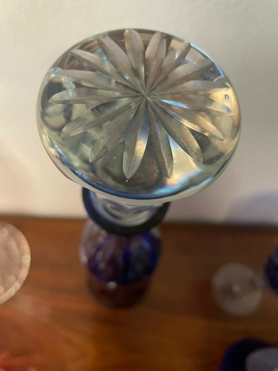 Licoreira em cristal double azul cobalto Bohemia