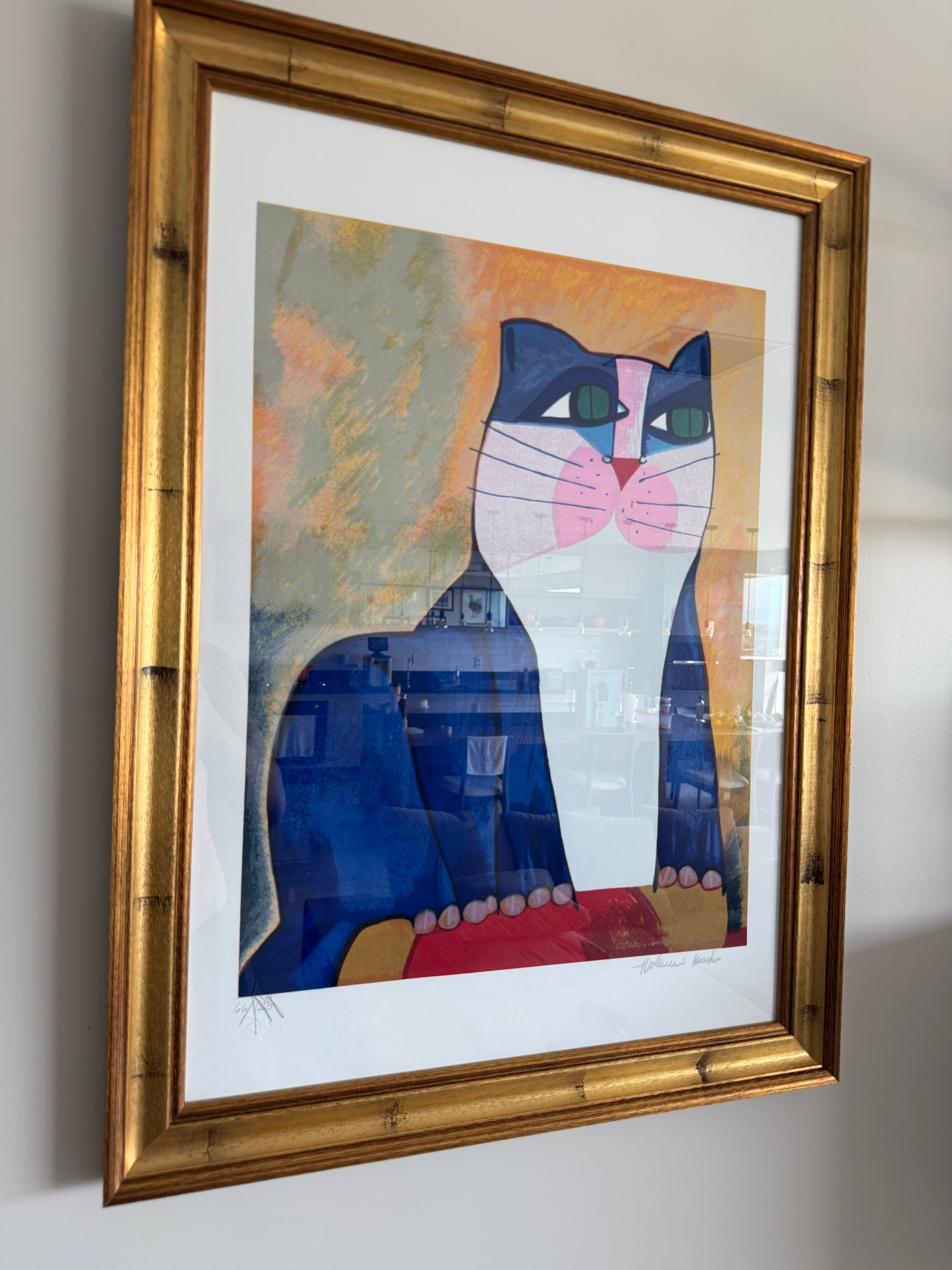 Quadro Gato Azul serigrafia Aldemir Martins 