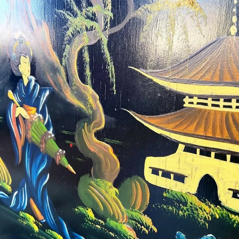 Barzinho oriental Chinoiserie pintado à mão (restaurado)