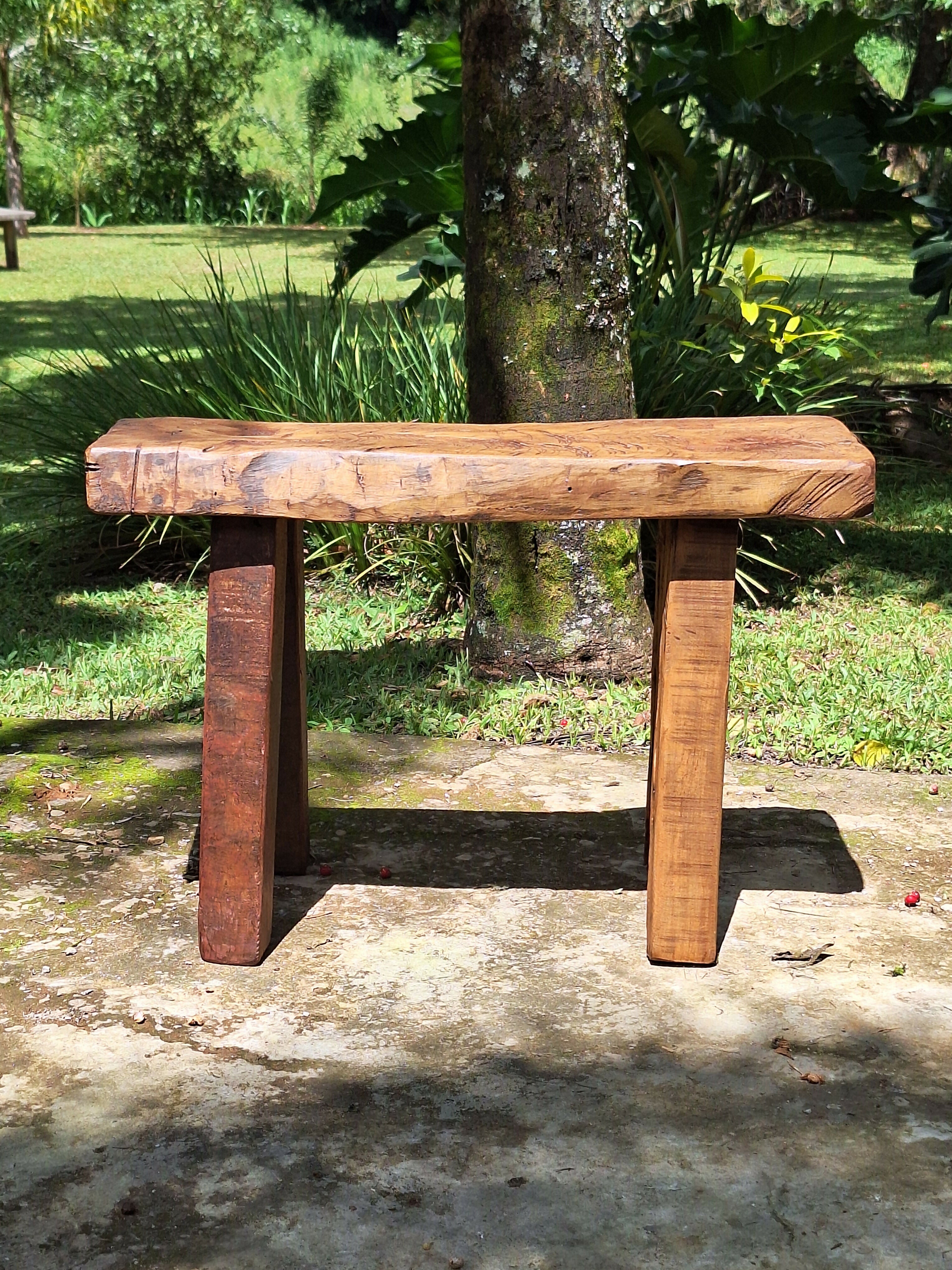 Banco Rústico Madeira Maciça Garimpo Mineiro