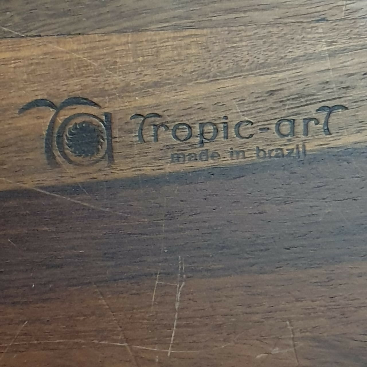 Tábua vintage para queijos em madeira de jacarandá e porcelana, Tropic Art. Preservadíssima!