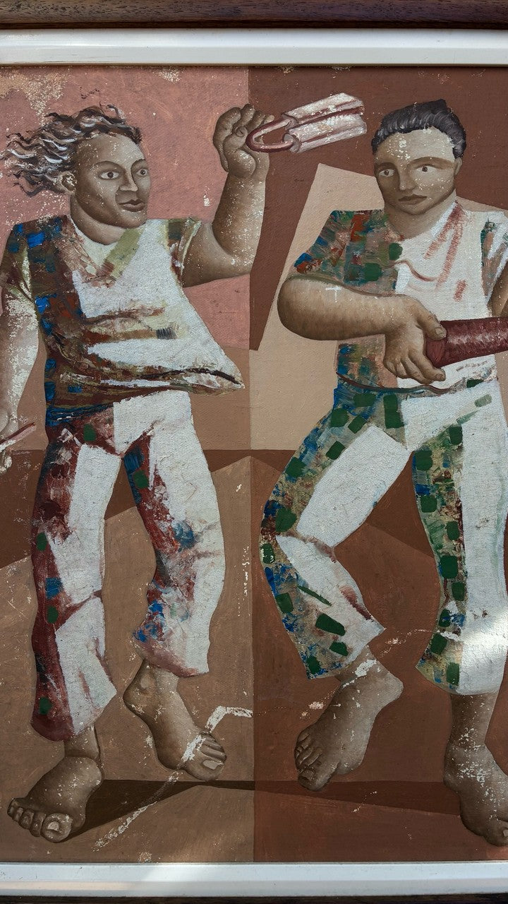 Quadro Pintura Figurativa com Três Músicos/Dançarinos