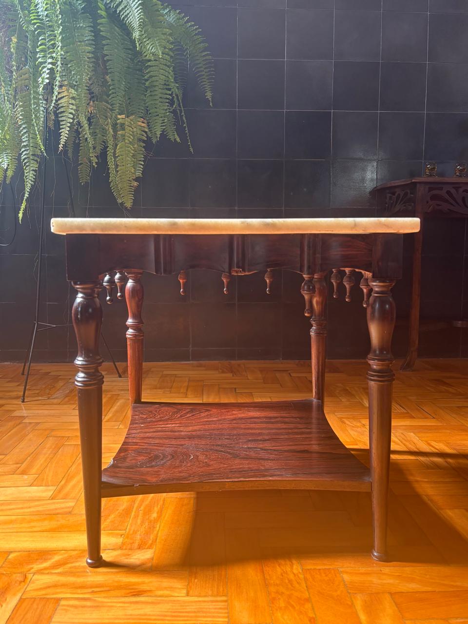 Mesa em jacarandá retangular com tampo de mármore (DMCPS_077)