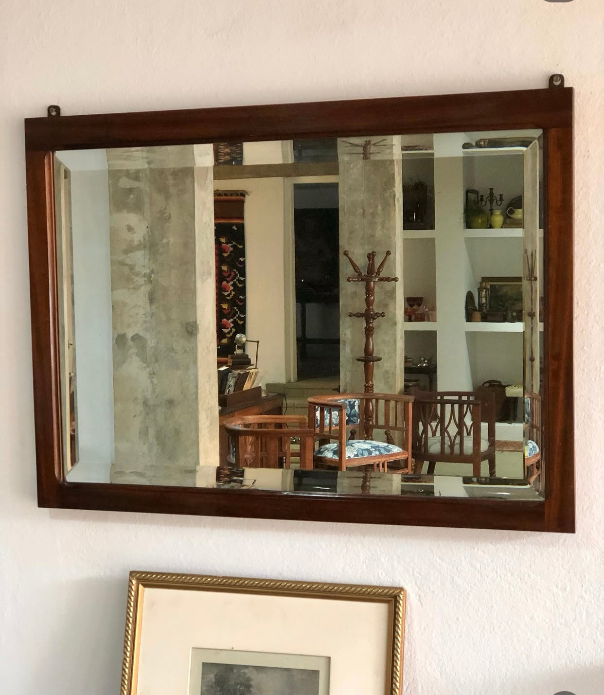 Espelho retangular bisotê em jacarandá