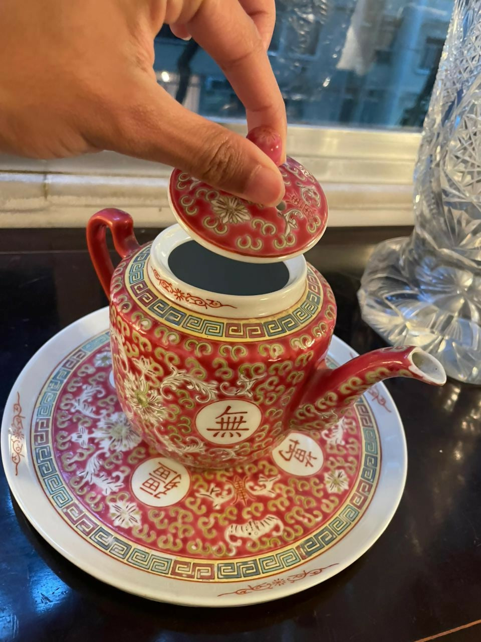 Conjunto de chá chinês em porcelana Policromada em vermelho