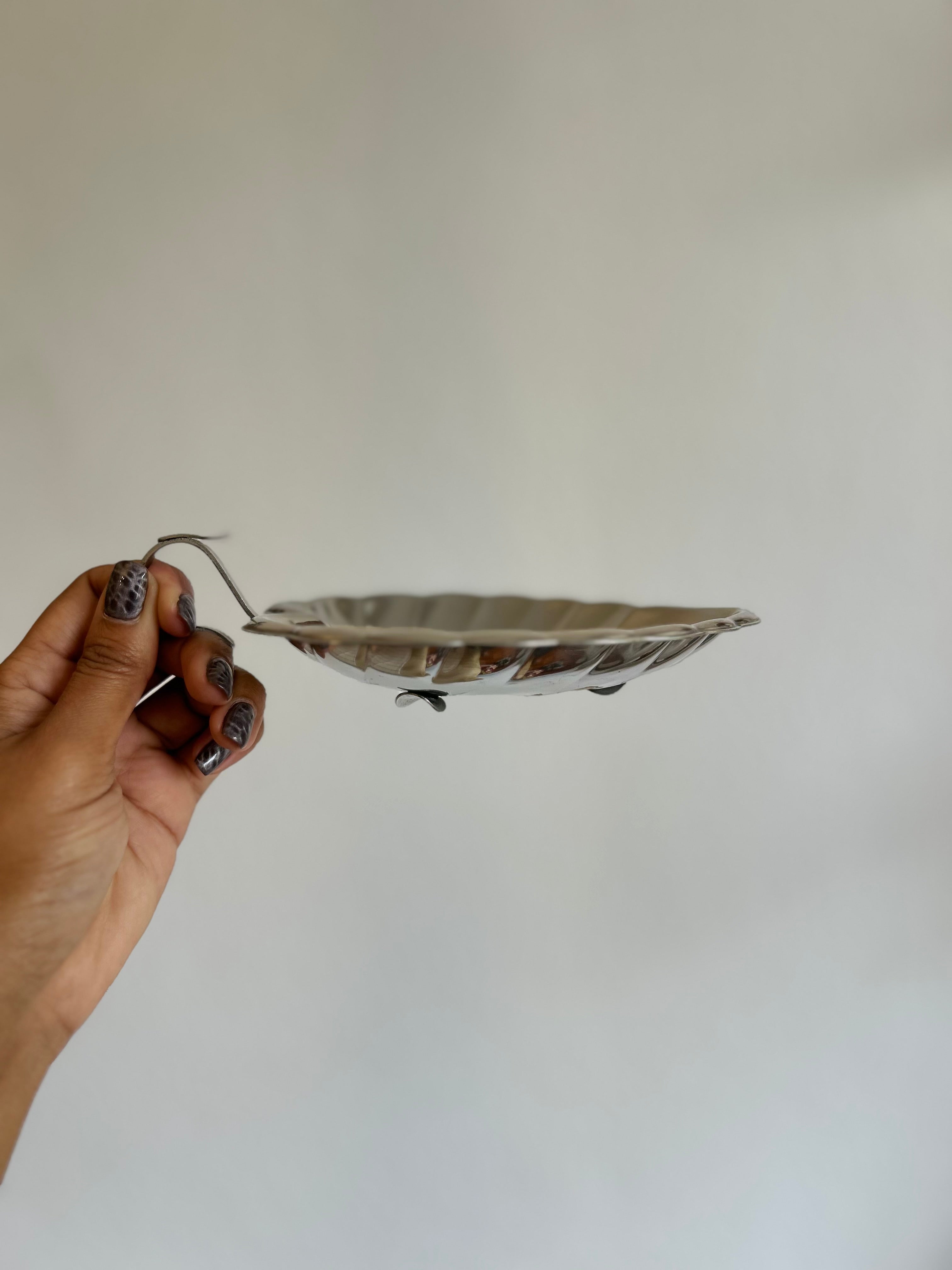 Petisqueira / Vide-Poche Vintage em Inox Meridional 18/8 – Formato Folha