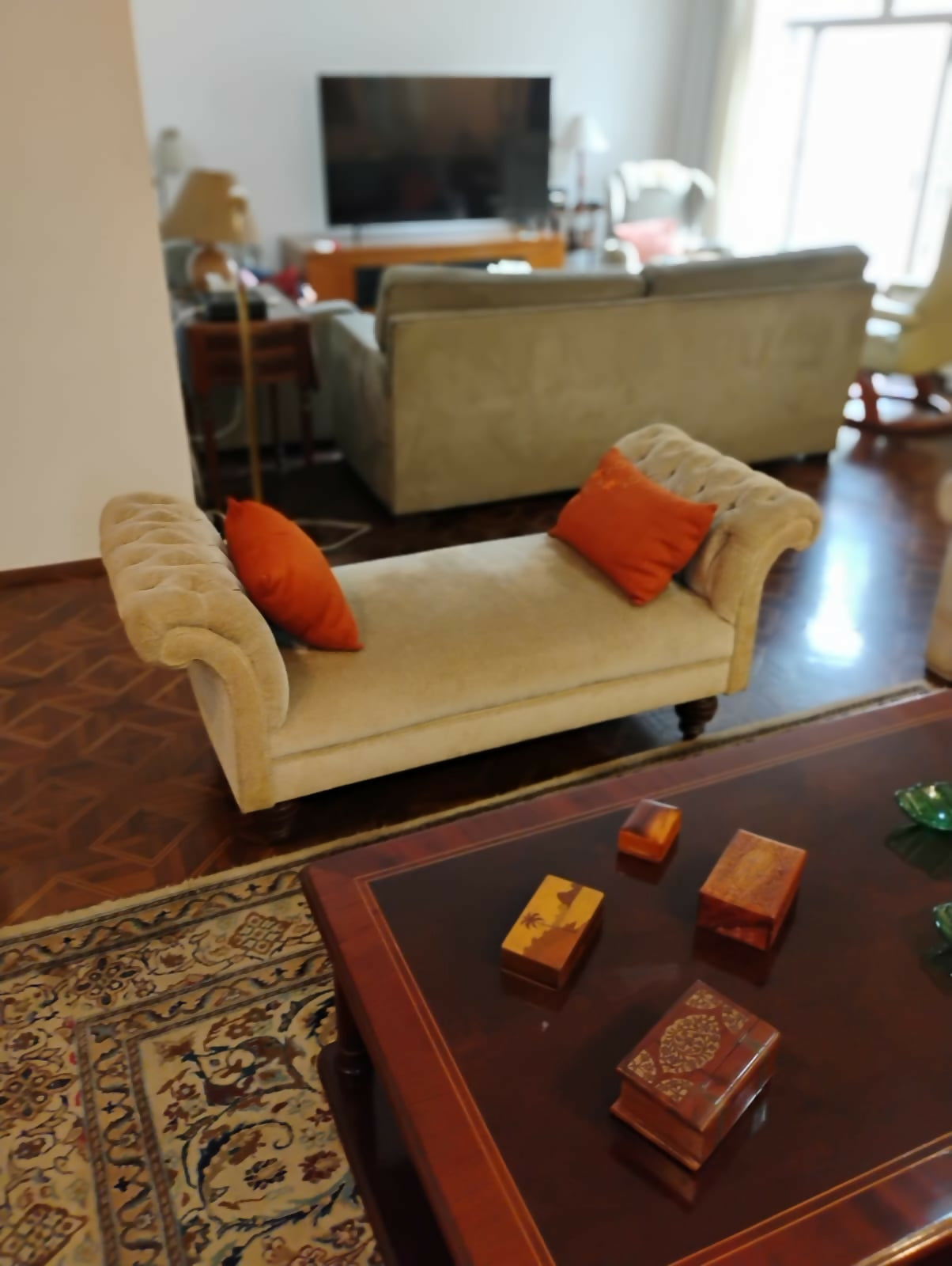 Divã clássico em veludo.