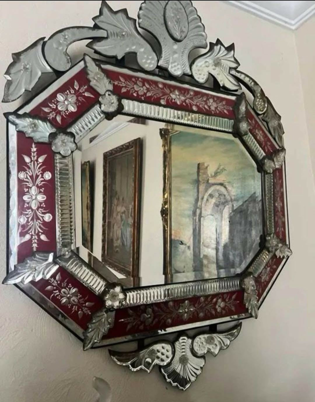 Antigo espelho Veneziano autêntico