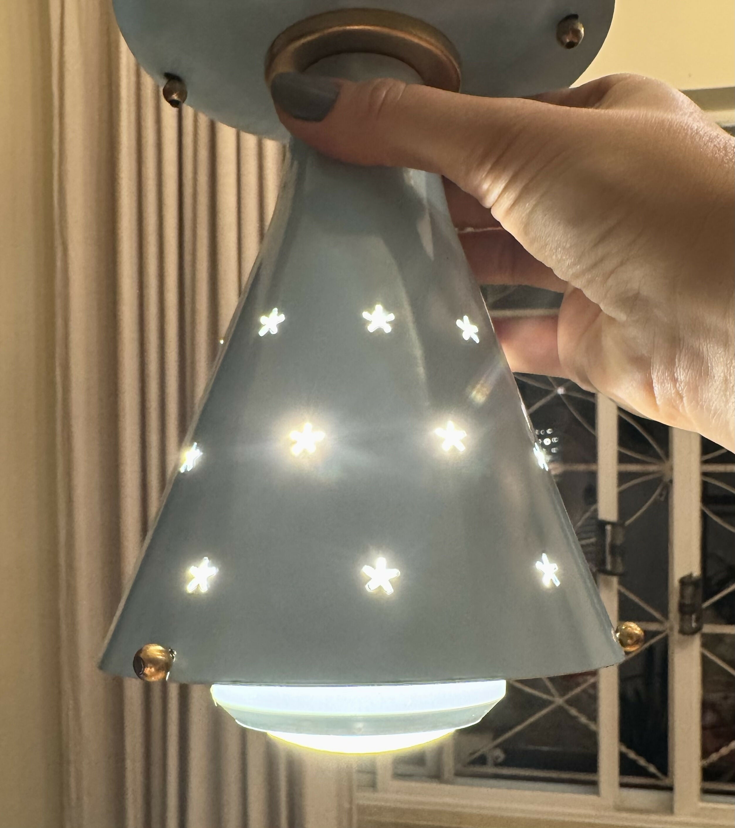 Anos 50 Luminária azul com estrelas