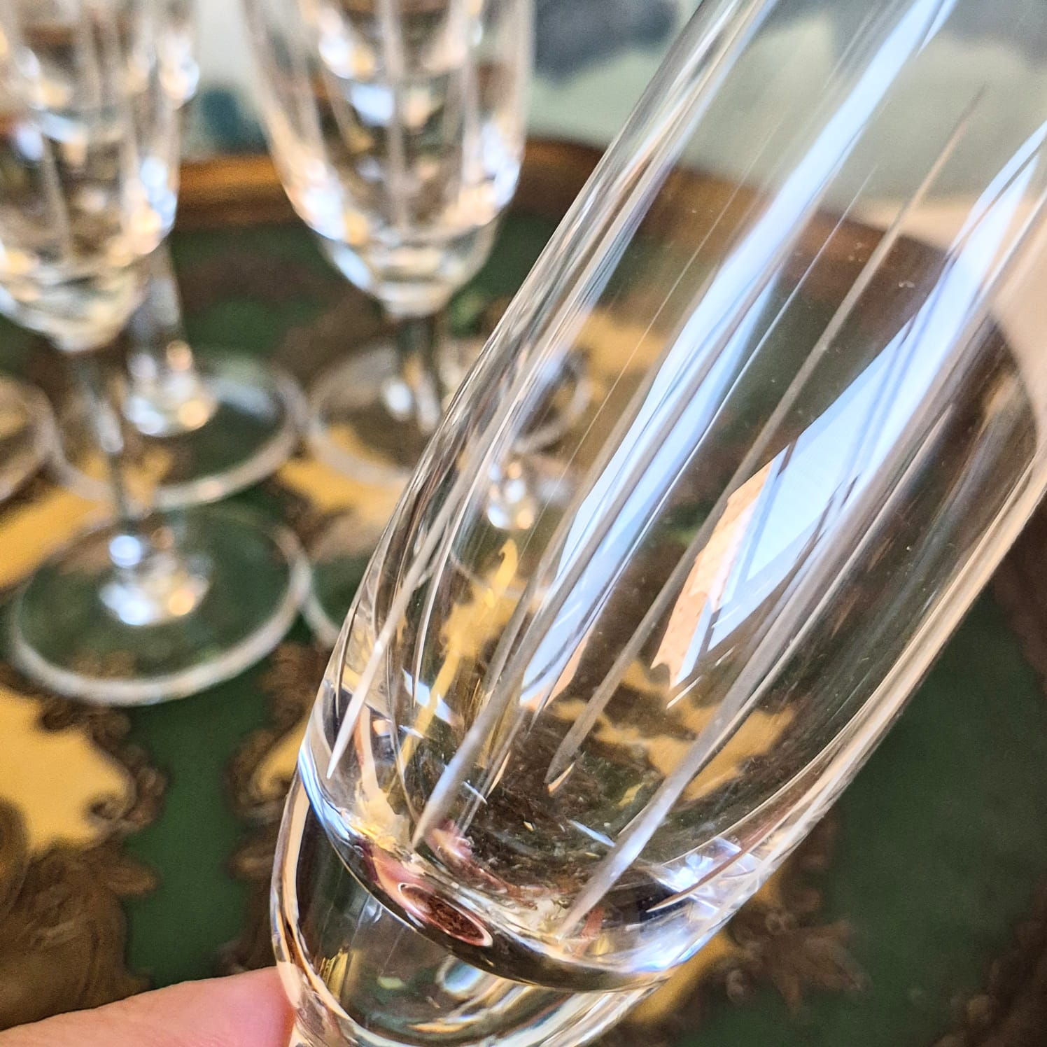  Conjunto de 6 taças flute espumante em cristal vintage de chumbo Blumenau.